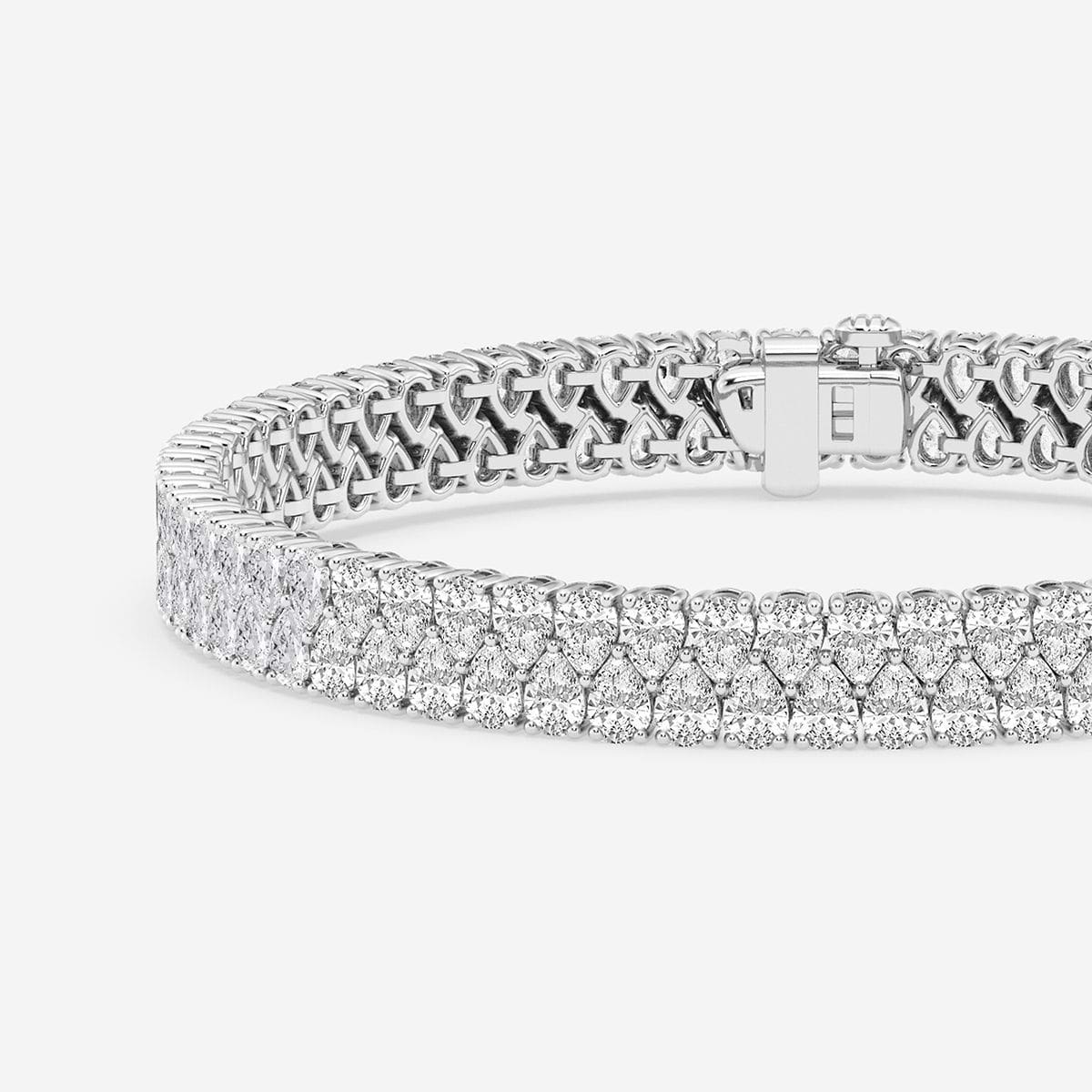Additional Image 1 for  12 2/5 ctw Pear Lab Grown Diamond Double Row Interlocking Fashion Bracelet - 7 Inches