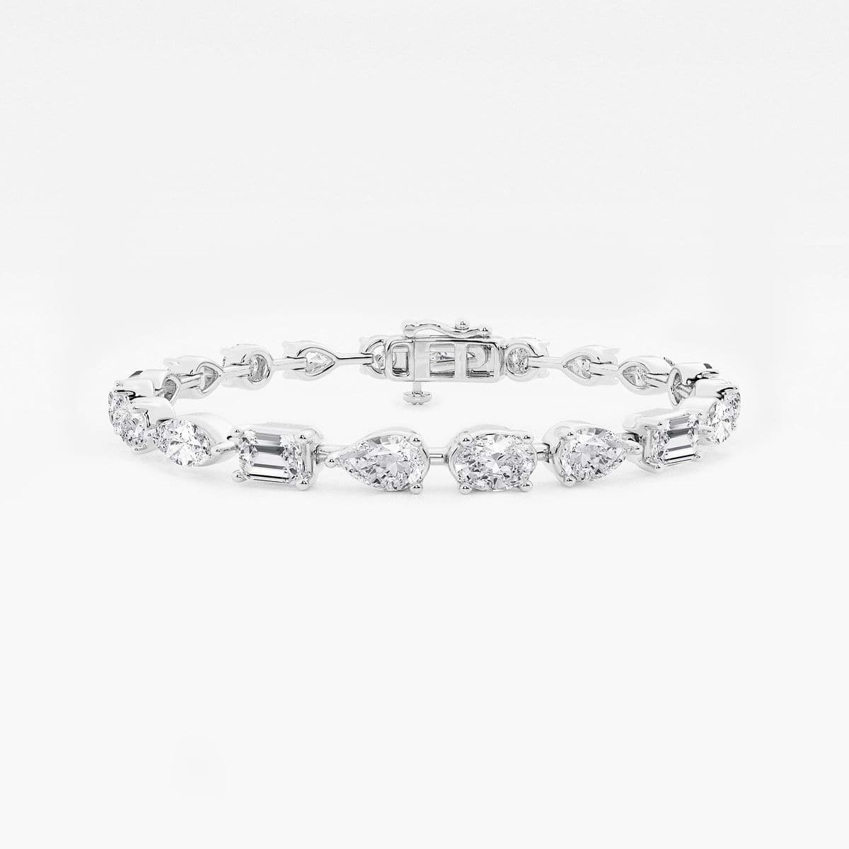 8 2/3 ctw Multi-Shape Lab Grown Diamond Alternating Fashion Bracelet 6 Inches 18K White Gold, F, VS2