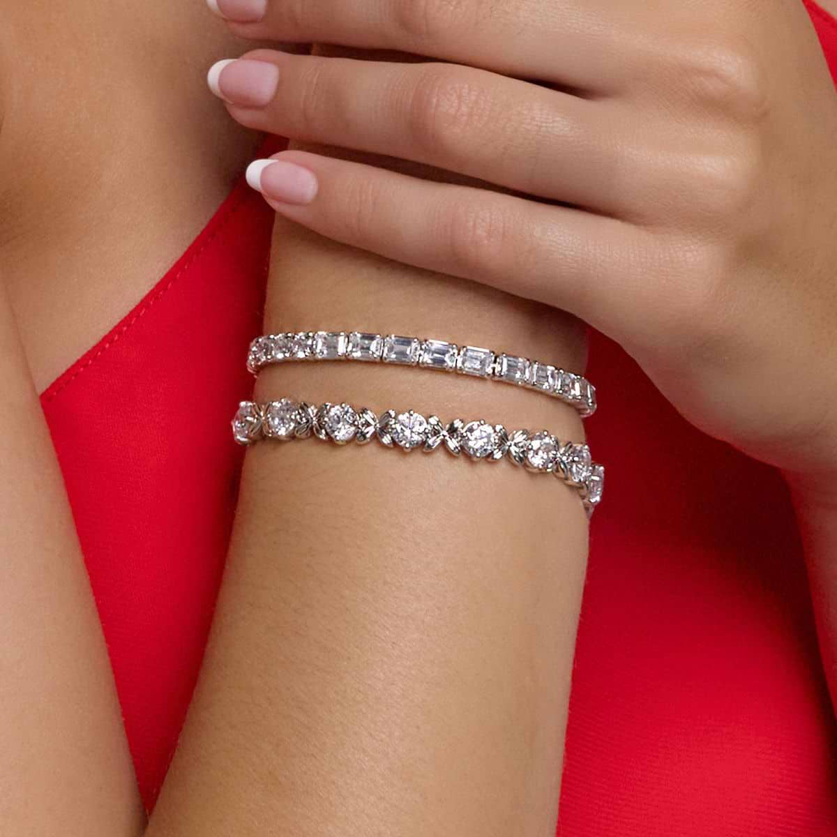 12 ctw Emerald Lab Grown Diamond East-West Tennis Bracelet - 6.5 Inches 14K White Gold, F, VS2