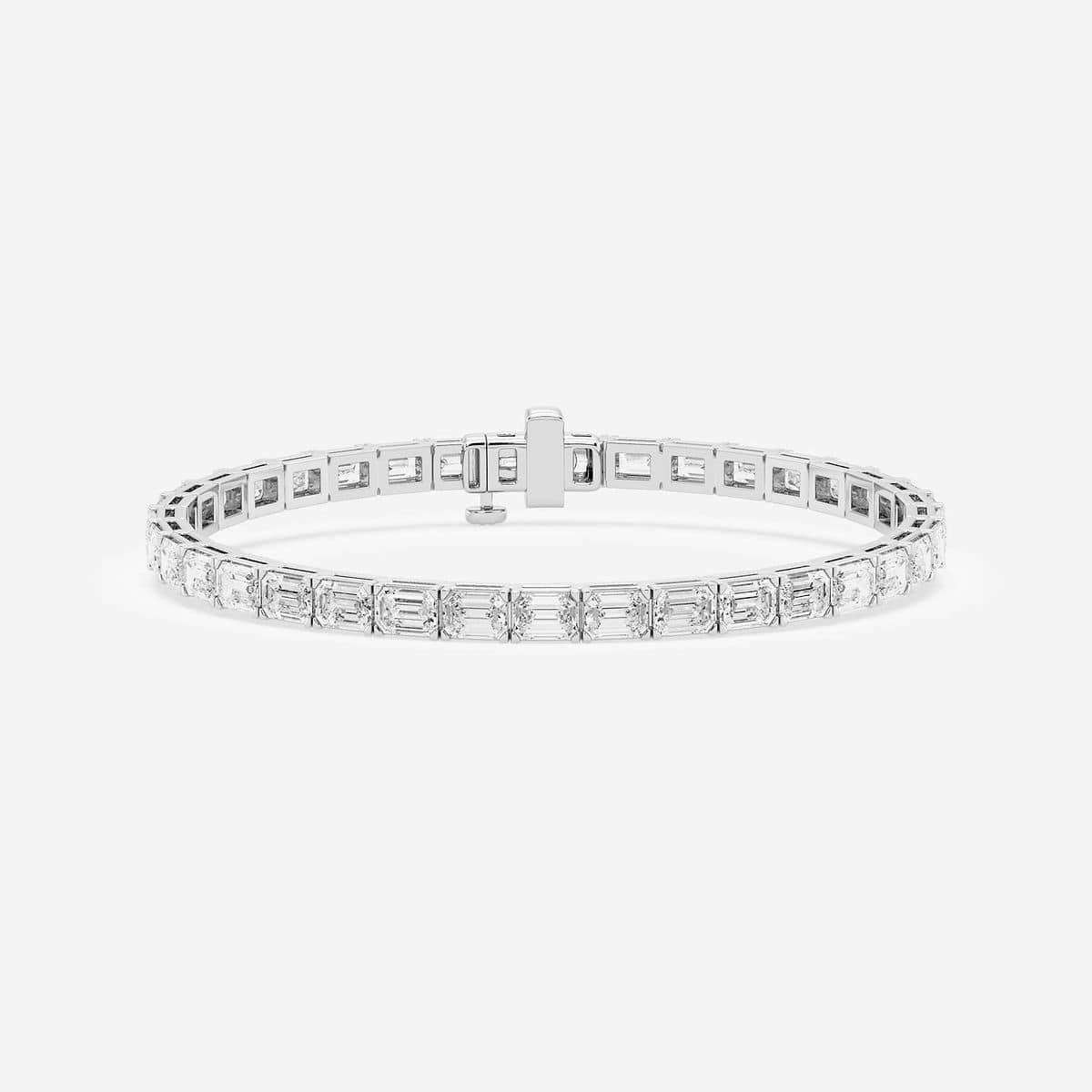 12 ctw Emerald Lab Grown Diamond East-West Tennis Bracelet - 6.5 Inches 14K White Gold, F, VS2