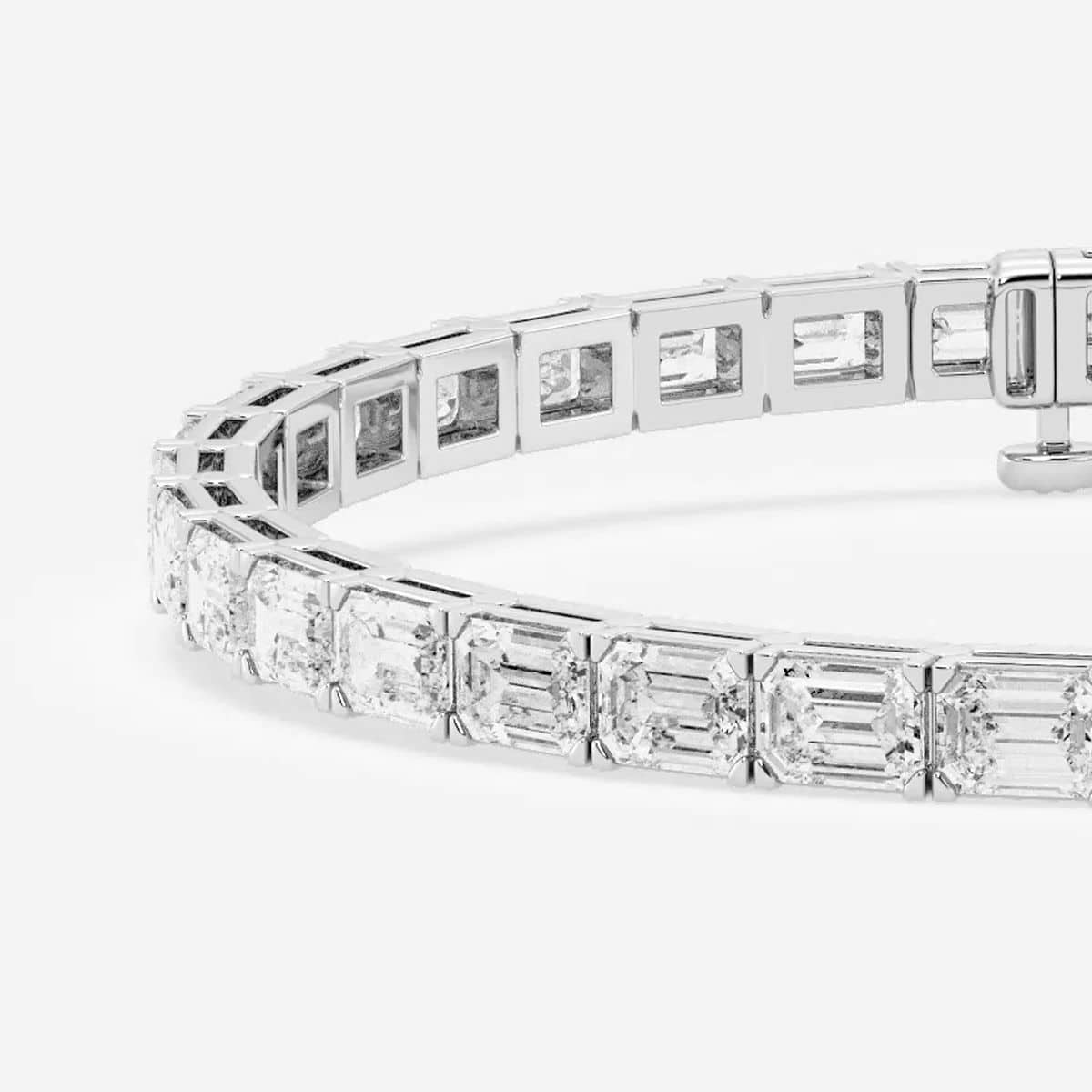 12 ctw Emerald Lab Grown Diamond East-West Tennis Bracelet - 6.5 Inches 14K White Gold, F, VS2