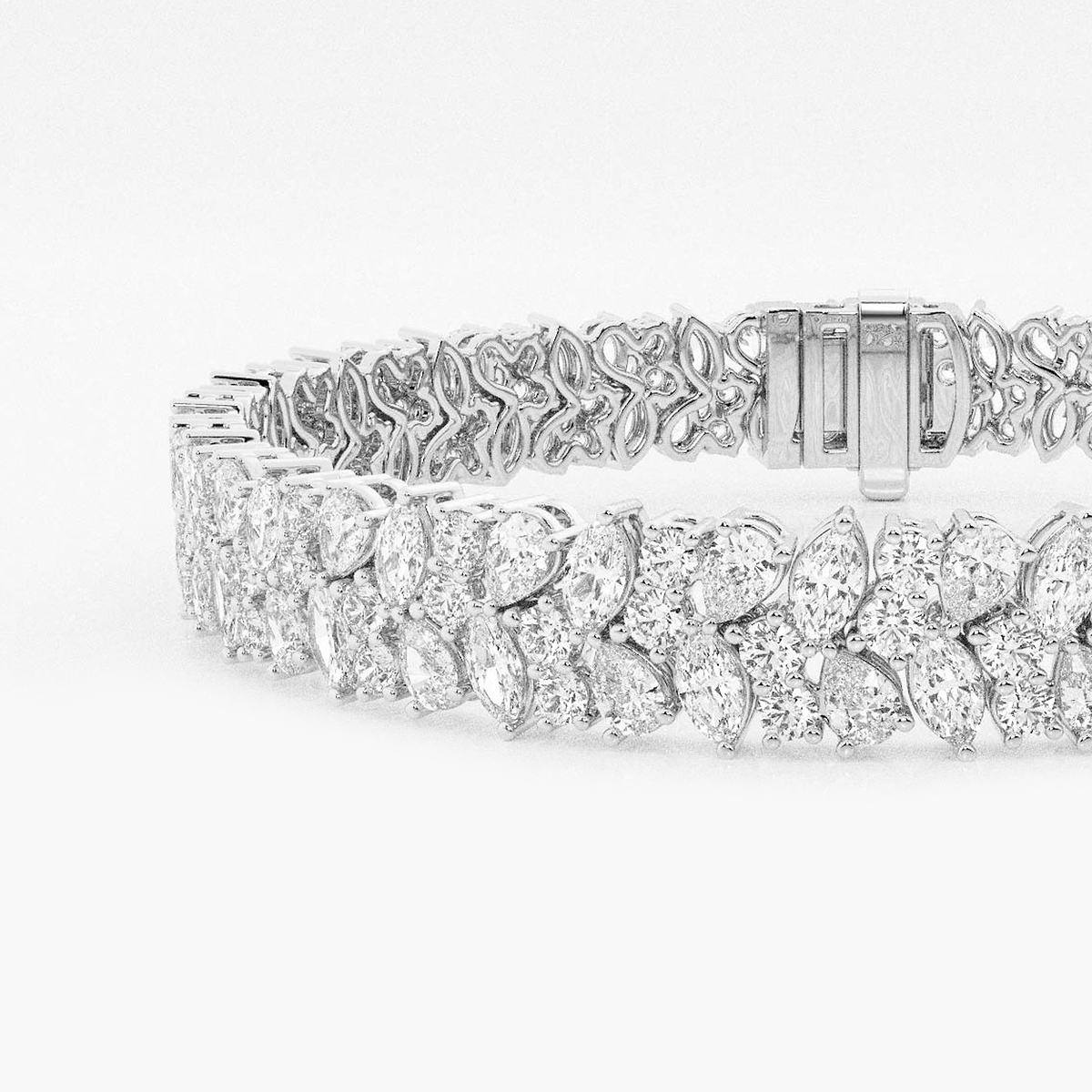 Additional Image 1 for  13 ctw Round, Pear, Marquise Lab Grown Diamond Alternating Bracelet - 8 Inches