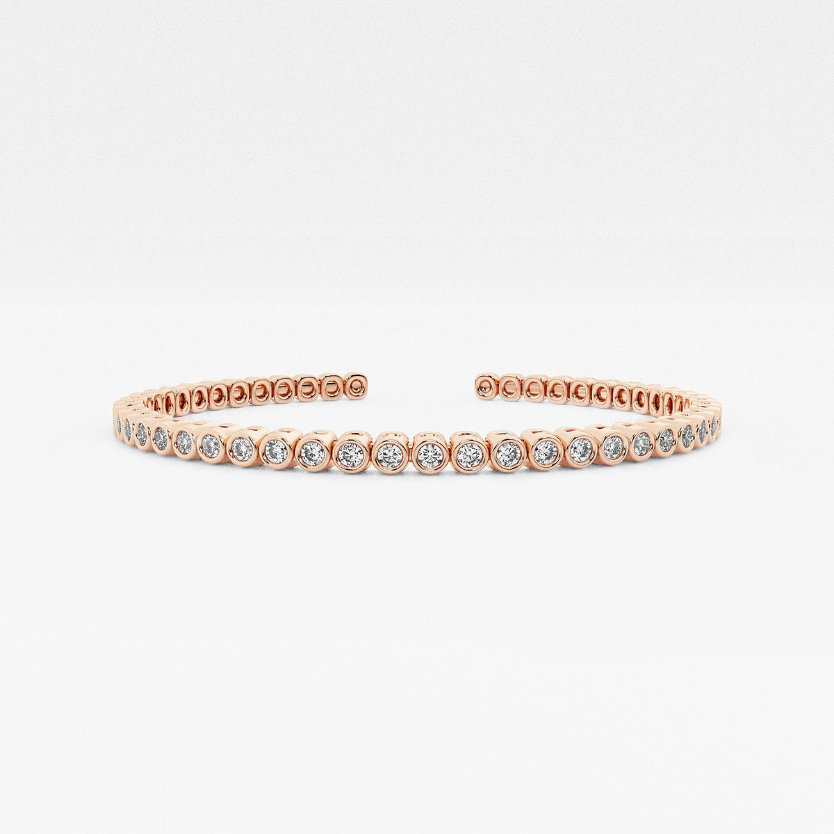 näas Flowing 1 3/4 ctw Round Lab Grown Diamond Bold Bangle Bracelet 14K Rose Gold 6 Inches