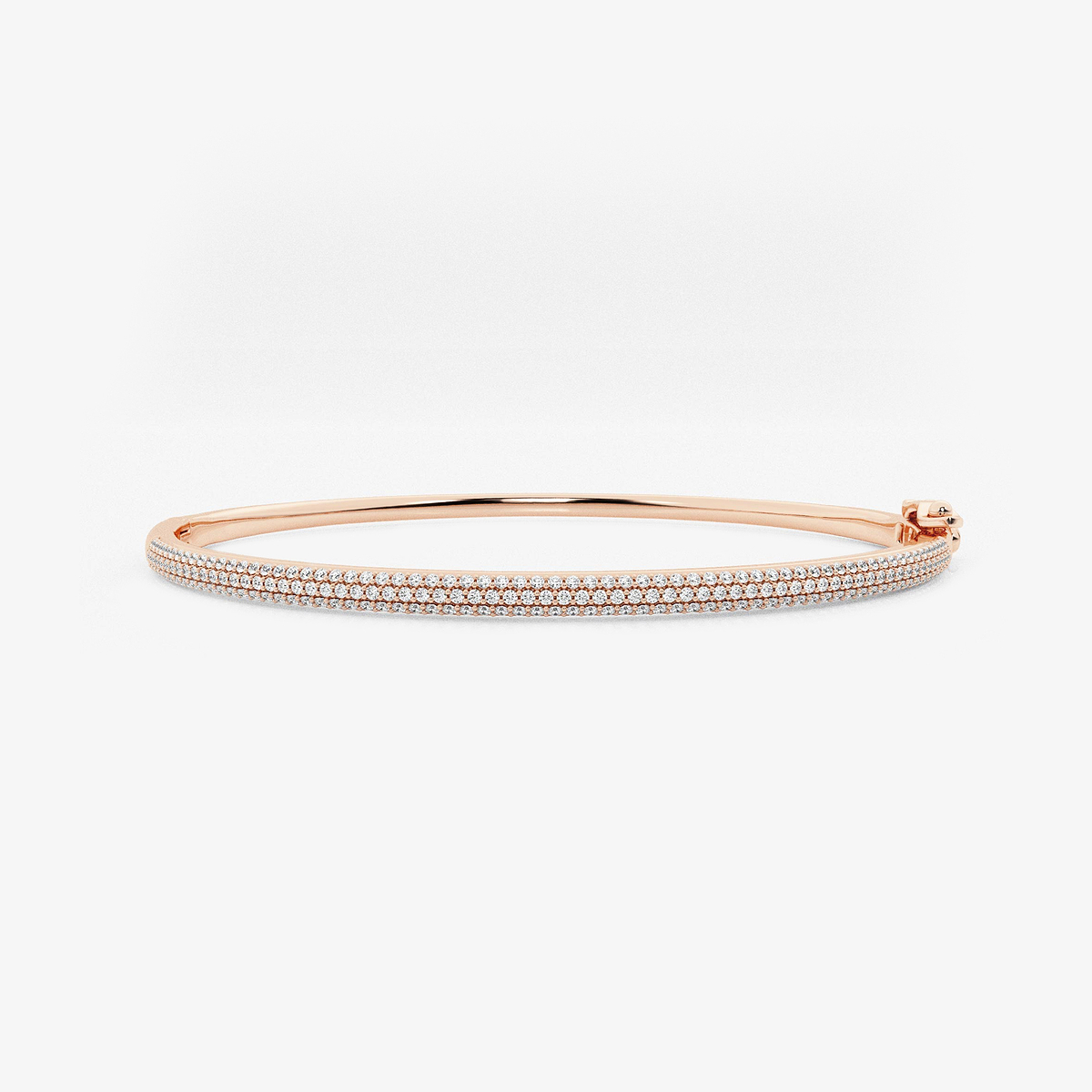 näas Bombë 1 ctw Round Lab Grown Diamond Pave Bangle Bracelet 14K Rose Gold 6 Inches