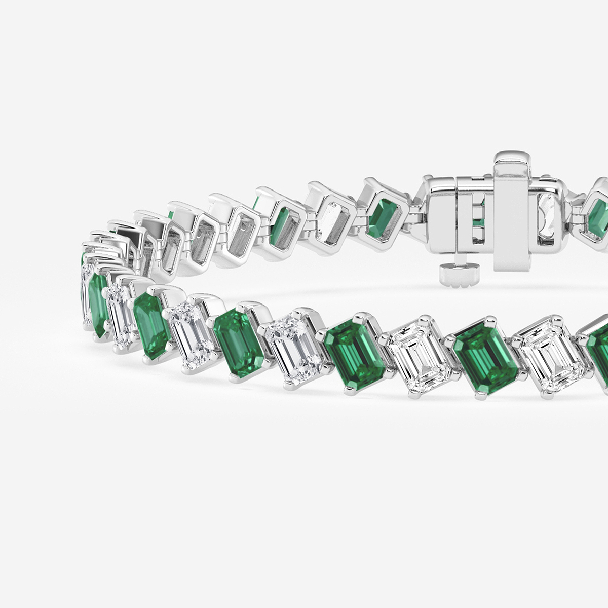 Additional Image 1 for  13 ctw Emerald Lab Grown Diamond Diagonal Tennis Bracelet with Created Emerald - 7 Inches