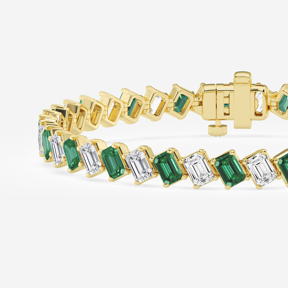 Additional Image 1 for  13 ctw Emerald Lab Grown Diamond Diagonal Tennis Bracelet with Created Emerald - 7 Inches