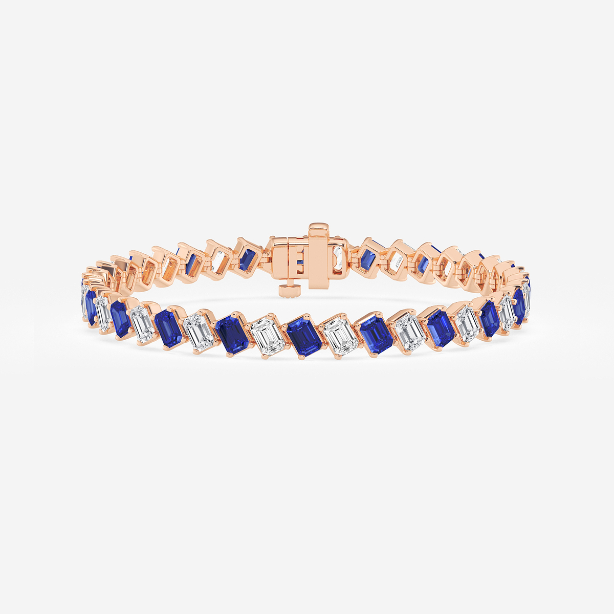 13 ctw Emerald Lab Grown Diamond Diagonal Tennis Bracelet with Created Sapphire - 7 Inches