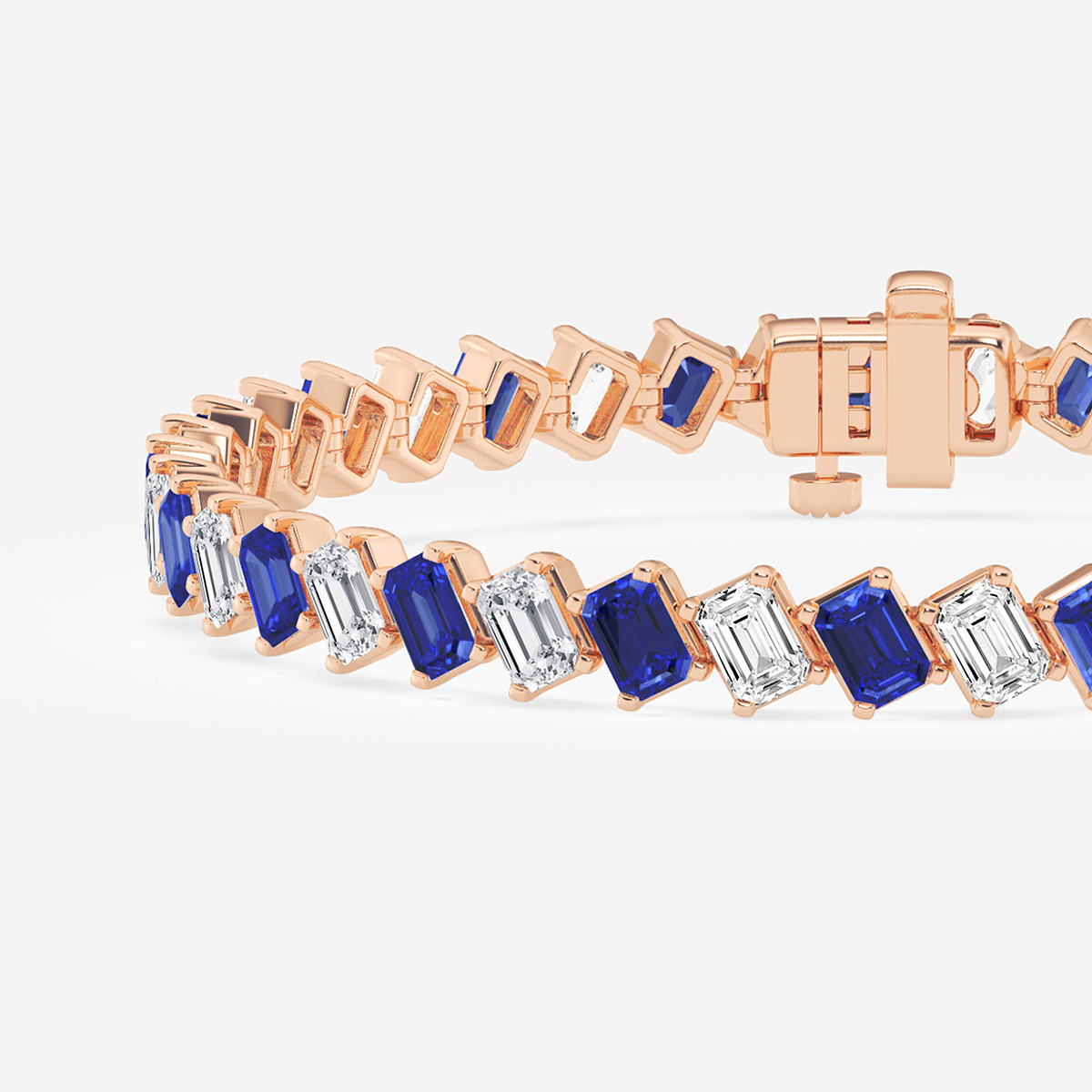 Additional Image 1 for  13 ctw Emerald Lab Grown Diamond Diagonal Tennis Bracelet with Created Sapphire - 7 Inches