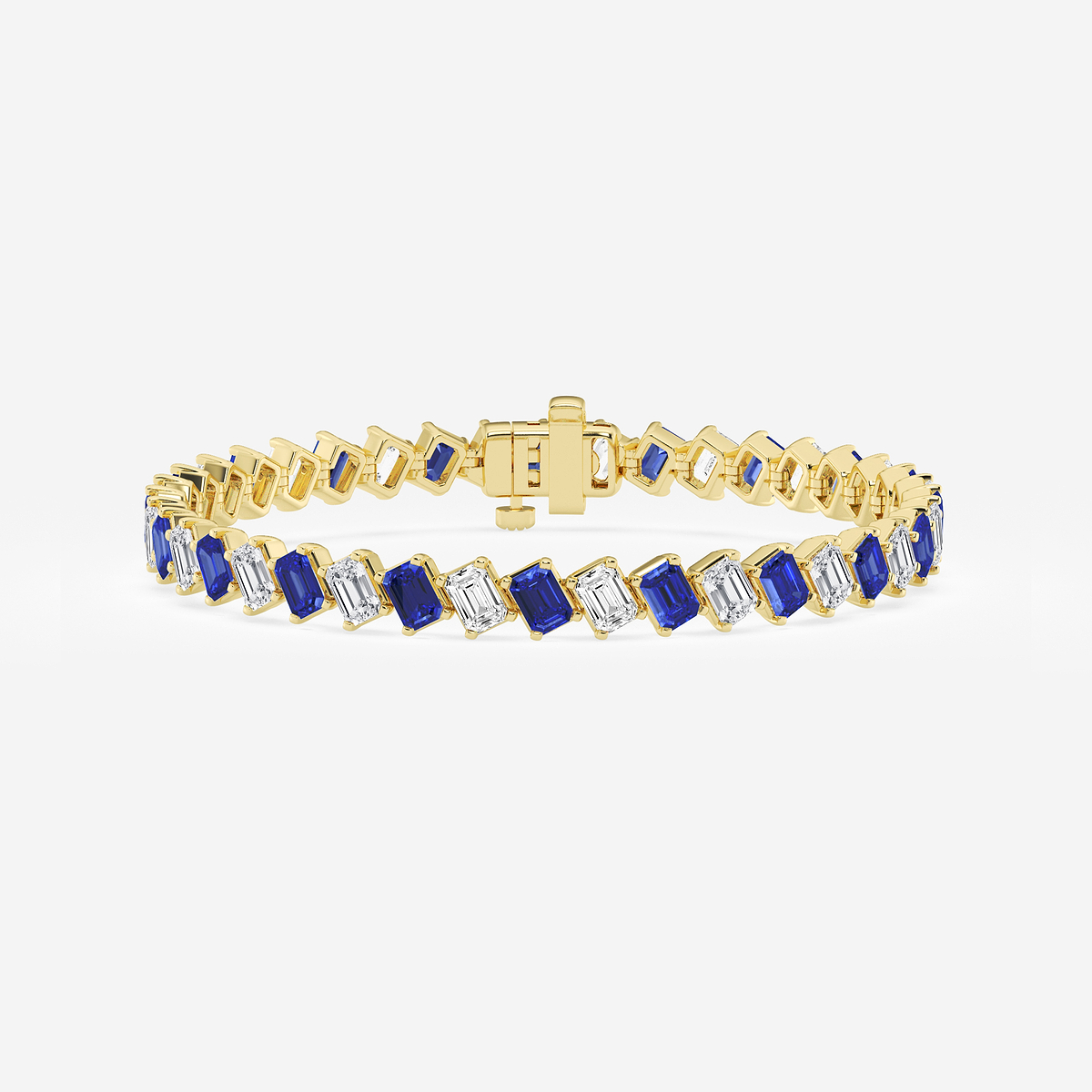 13 ctw Emerald Lab Grown Diamond Diagonal Tennis Bracelet with Created Sapphire - 7 Inches
