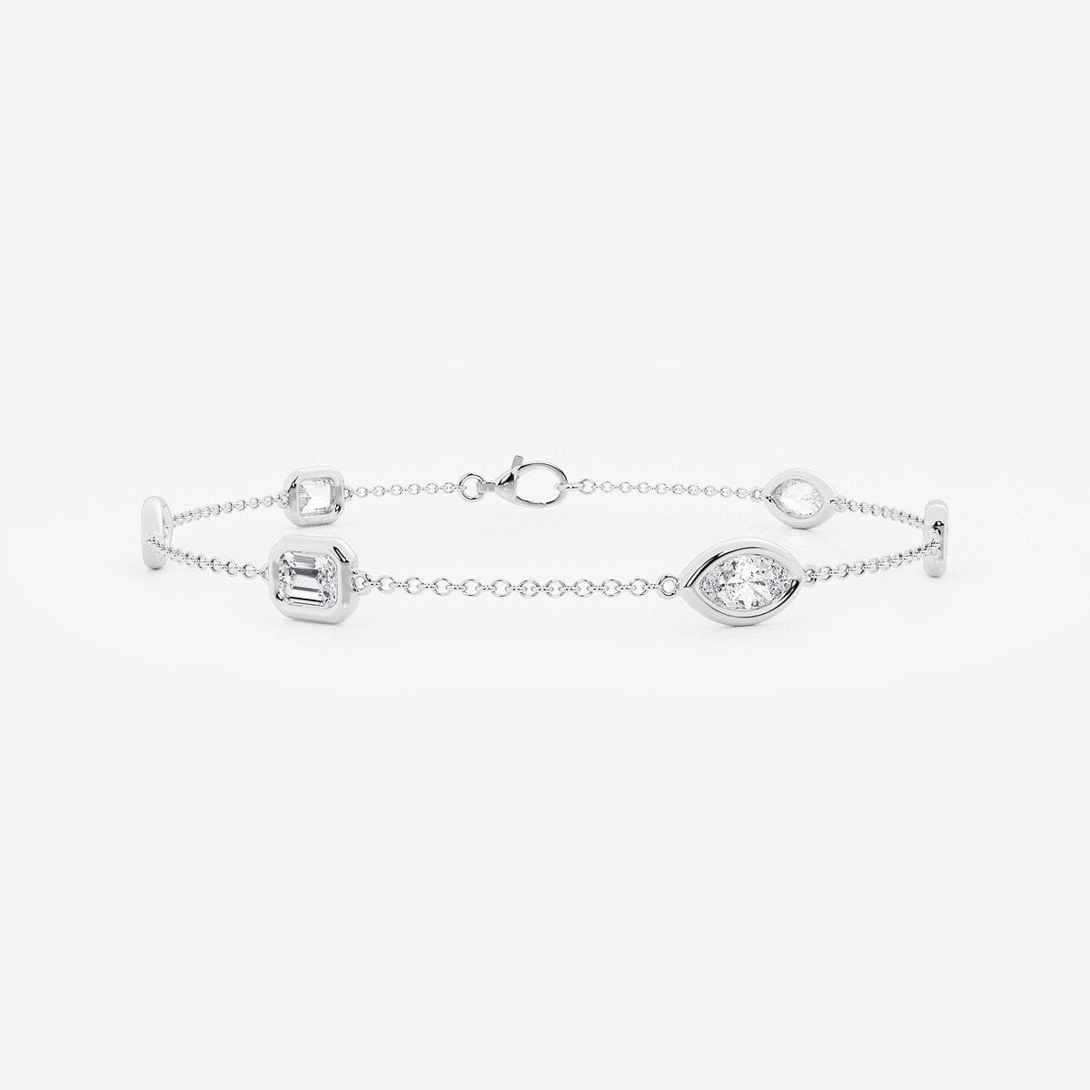 1 1/5 ctw Emerald & Marquise Lab Grown Diamond Station Chain Bracelet - 7 Inches