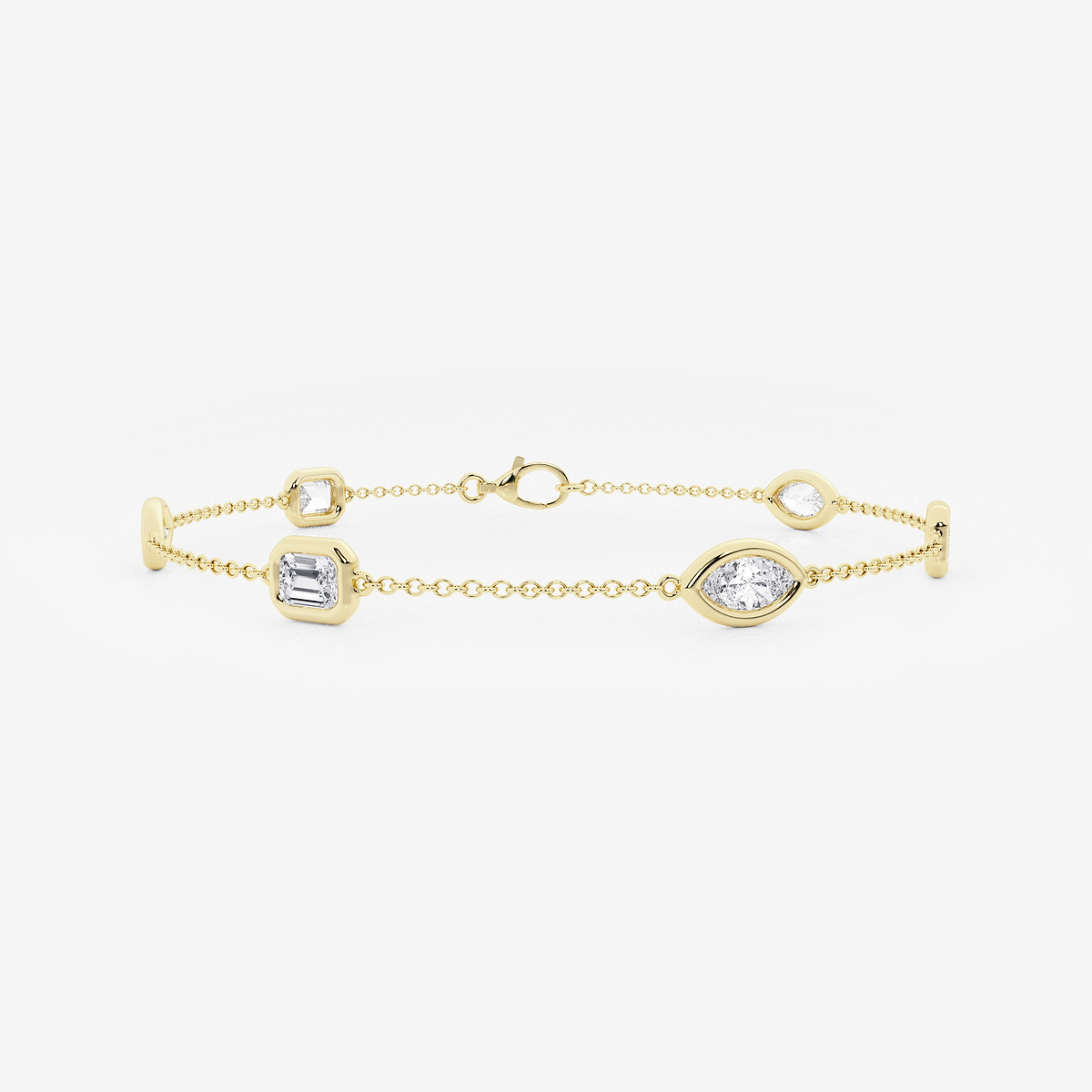 1 1/5 ctw Emerald & Marquise Lab Grown Diamond Station Chain Bracelet - 7 Inches