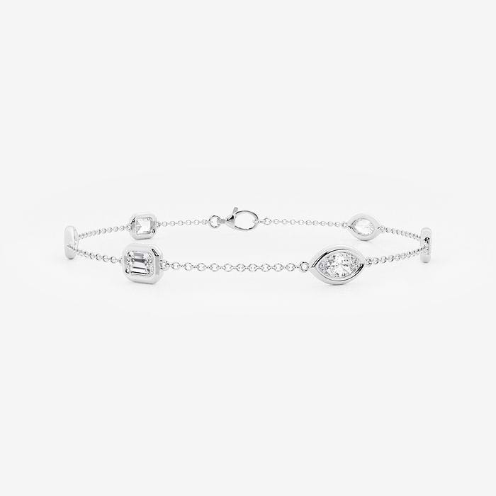 1 1/5 ctw Emerald & Marquise Lab Grown Diamond Station Chain Bracelet - 7 Inches