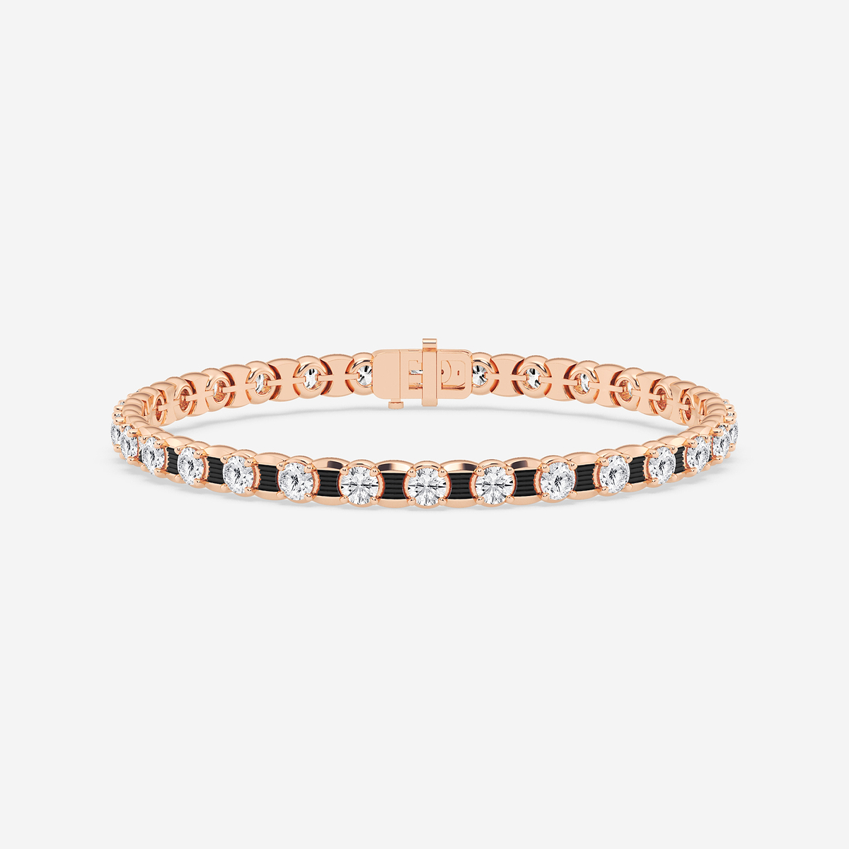 12 ctw Round Lab Grown Diamond Tennis Bracelet With Black Rhodium - 8.5 Inches