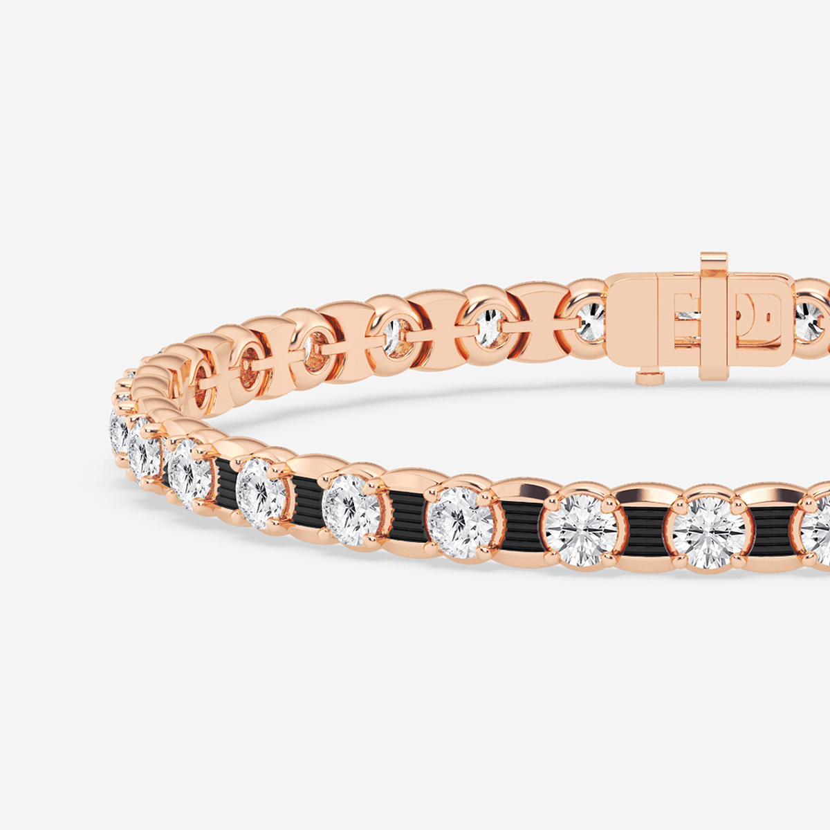 Additional Image 1 for  12 ctw Round Lab Grown Diamond Tennis Bracelet With Black Rhodium - 8.5 Inches