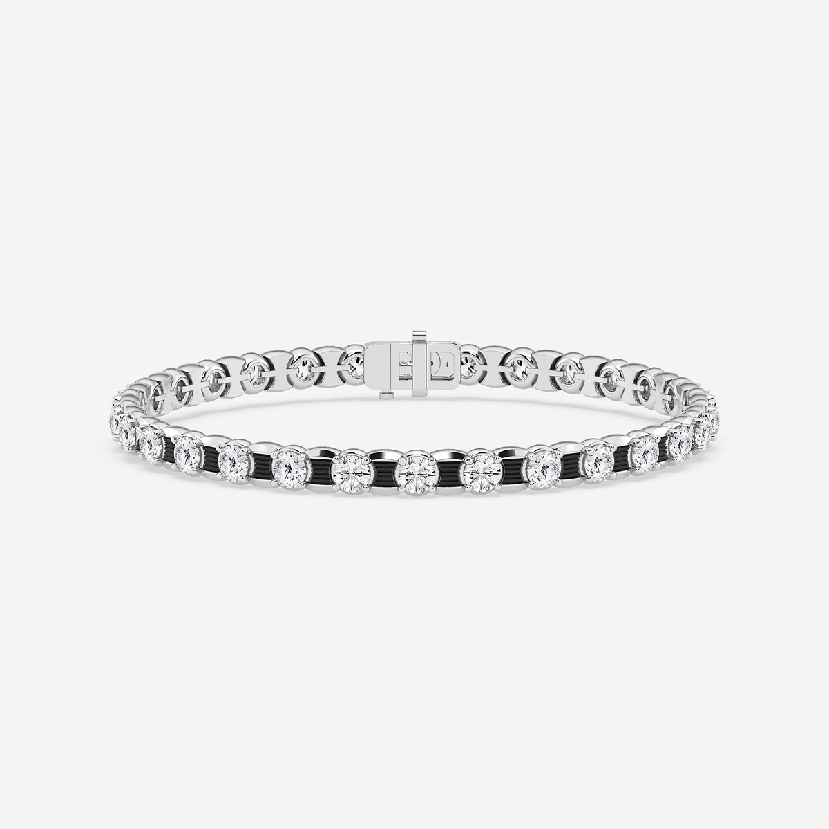 12 ctw Round Lab Grown Diamond Tennis Bracelet With Black Rhodium - 8.5 Inches