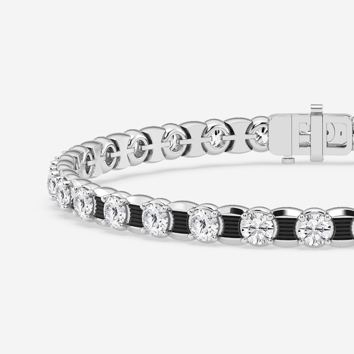 Additional Image 1 for  12 ctw Round Lab Grown Diamond Tennis Bracelet With Black Rhodium - 8.5 Inches
