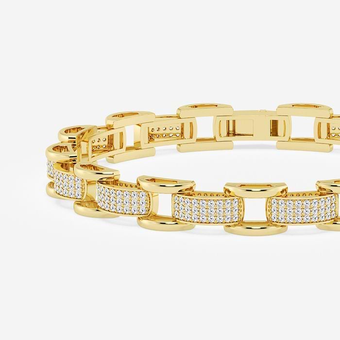 Station Pave Round Men's Bracelet