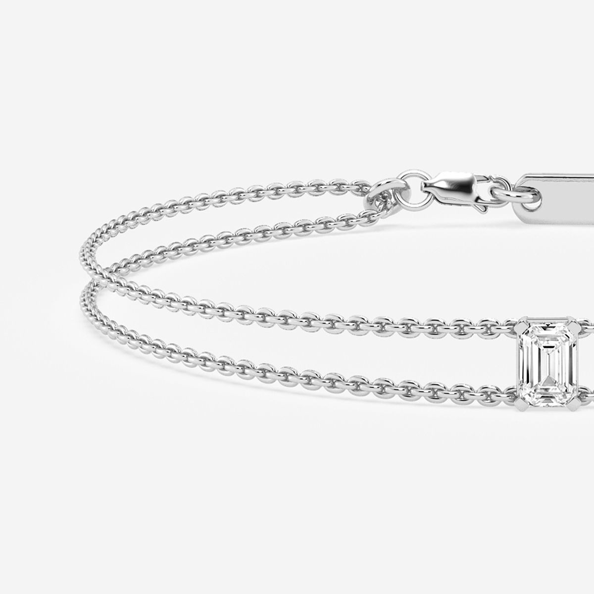Additional Image 1 for  1/2 ctw Emerald Lab Grown Diamond Chain Bracelet - 7 Inches