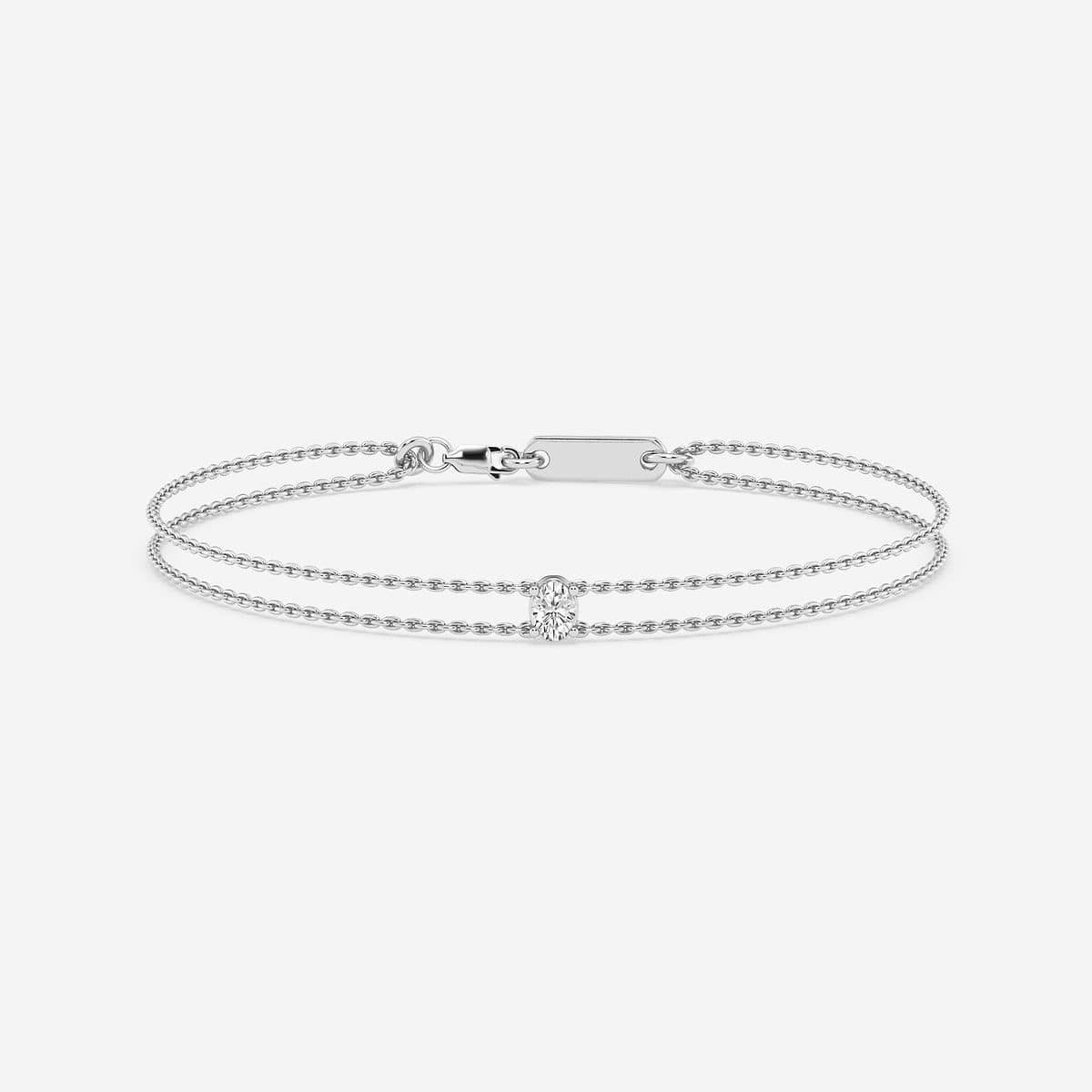 1/4 ctw Oval Lab Grown Diamond Chain Bracelet - 7.5 Inches Platinum, F, VS2