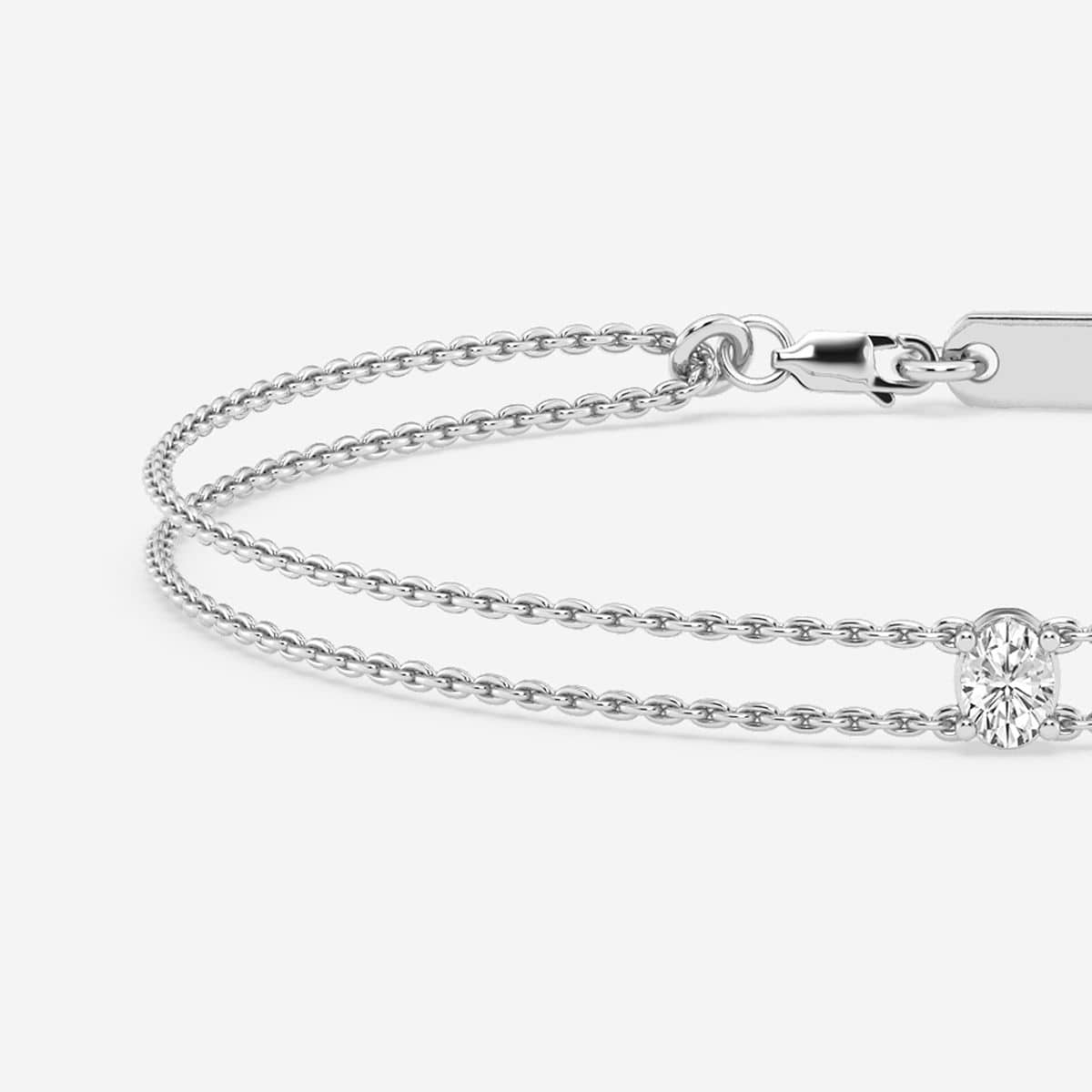1/4 ctw Oval Lab Grown Diamond Chain Bracelet - 7.5 Inches Platinum, F, VS2