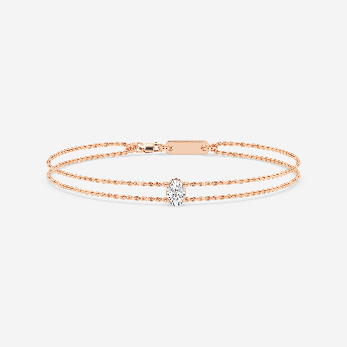1/2 ctw Oval Lab Grown Diamond Chain Bracelet Inches 14K Rose Gold,  DE, VS1