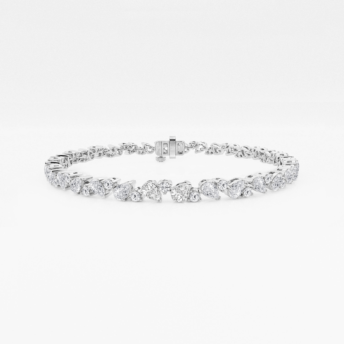4 1/2 ctw Round and Pear Lab Grown Diamond Alternating Bracelet - 6 Inches 14K White Gold, DE, VS1