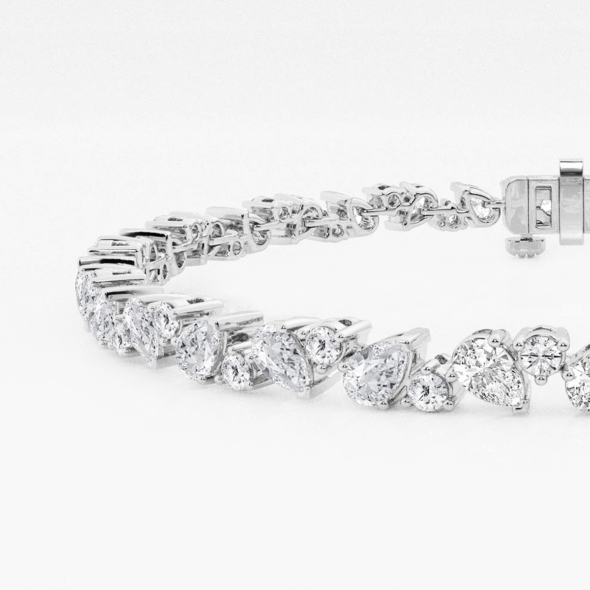 4 1/2 ctw Round and Pear Lab Grown Diamond Alternating Bracelet - 6 Inches 14K White Gold, DE, VS1