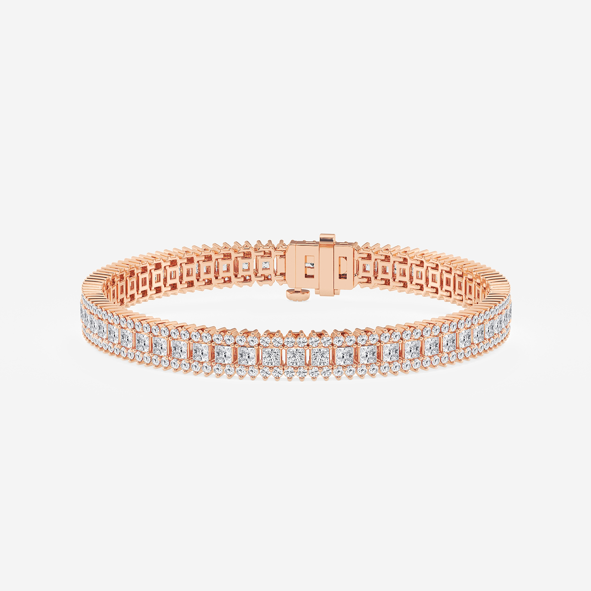 6 ctw Princess Lab Grown Diamond Railroad Bracelet - 7 Inches