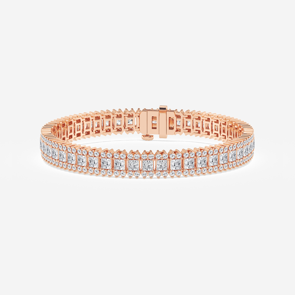 8 ctw Princess Lab Grown Diamond Railroad Bracelet - 7 Inches