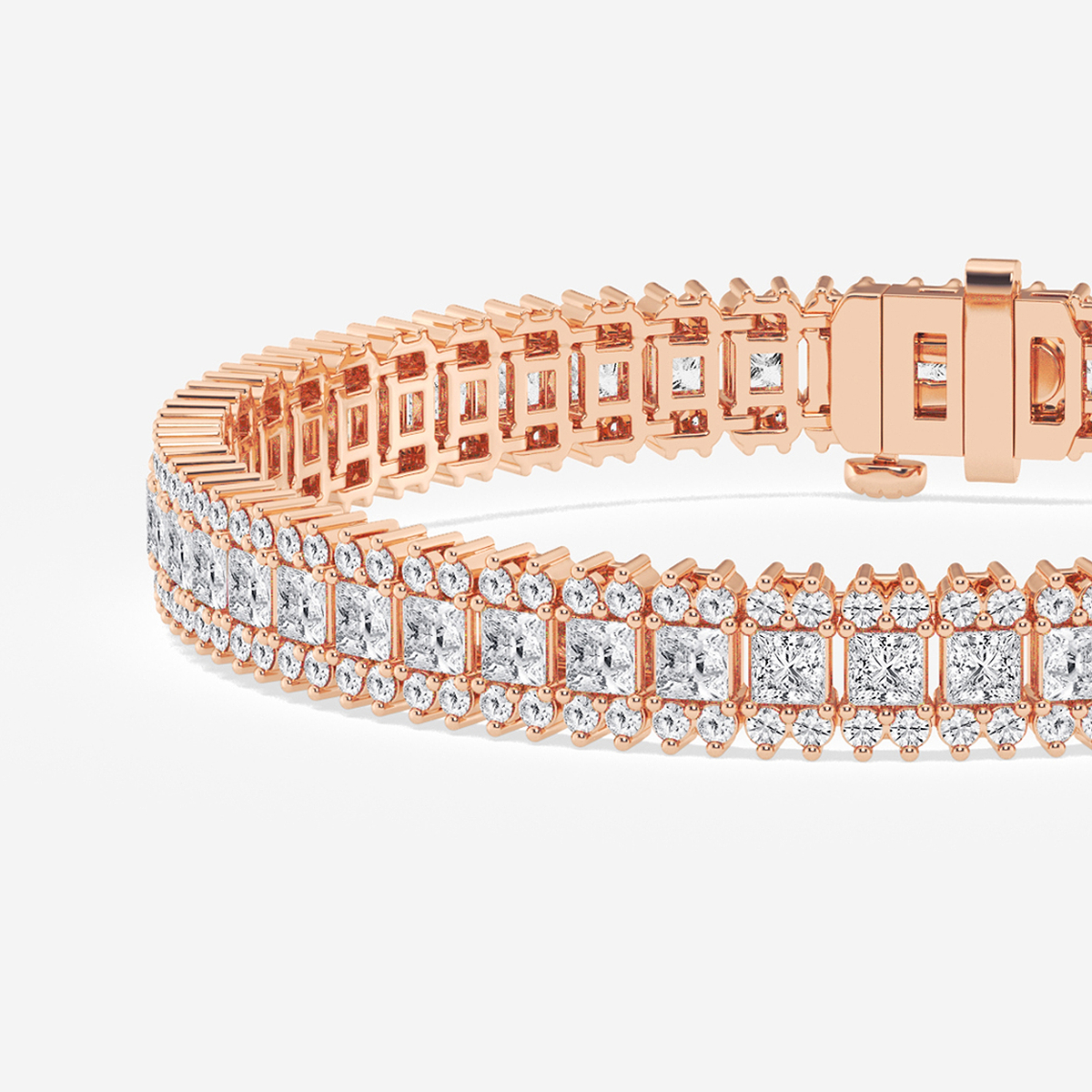 Additional Image 1 for  8 ctw Princess Lab Grown Diamond Railroad Bracelet - 7 Inches