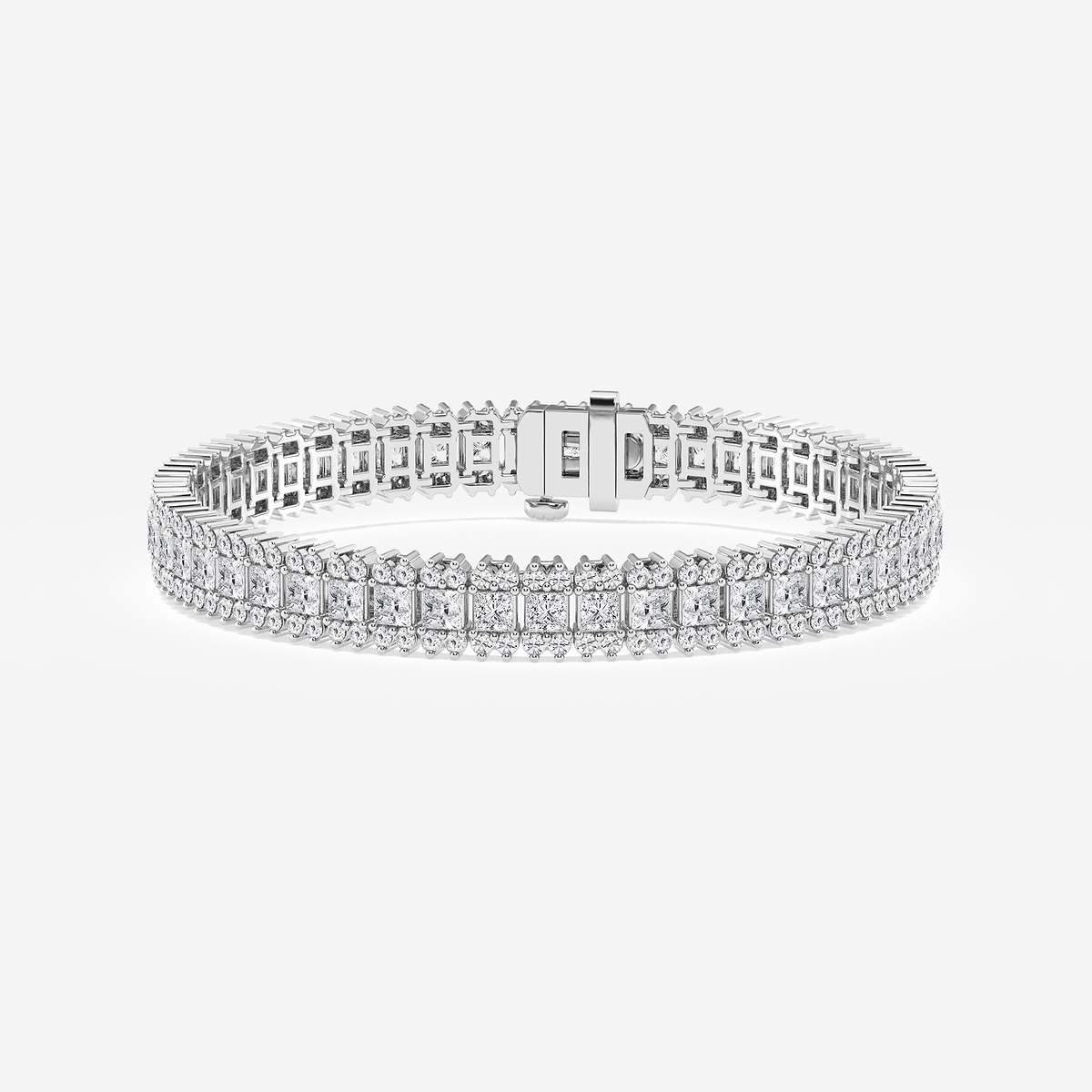 8 ctw Princess Lab Grown Diamond Railroad Bracelet - 8 Inches