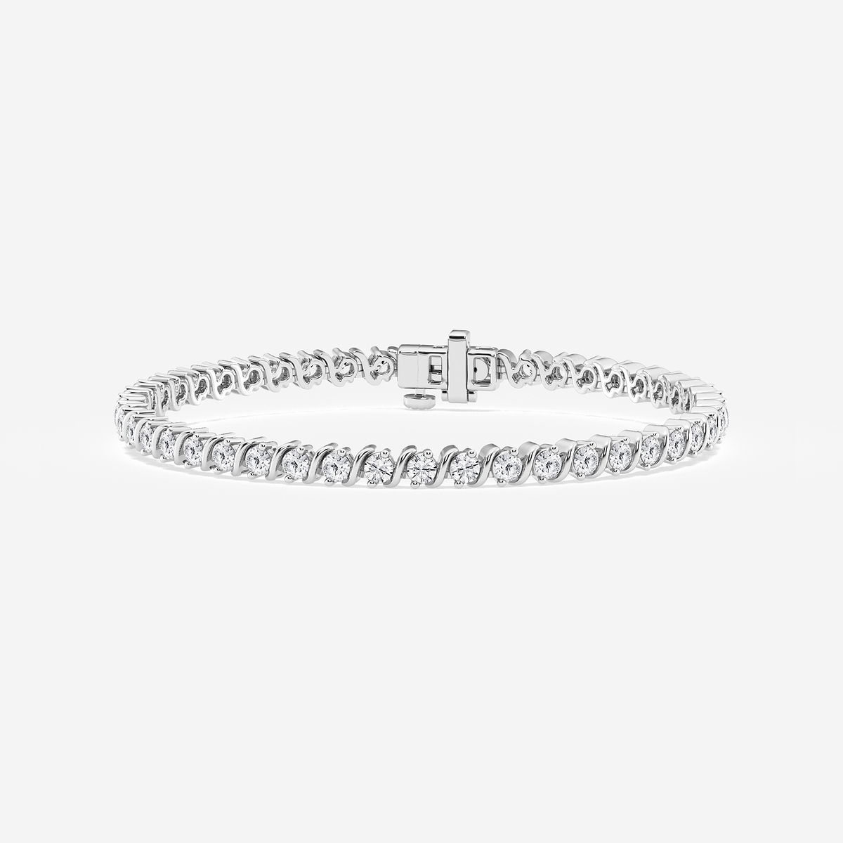 ctw Round Lab Grown Diamond S Tennis Bracelet Inches 14K White  Gold, DE, VS1