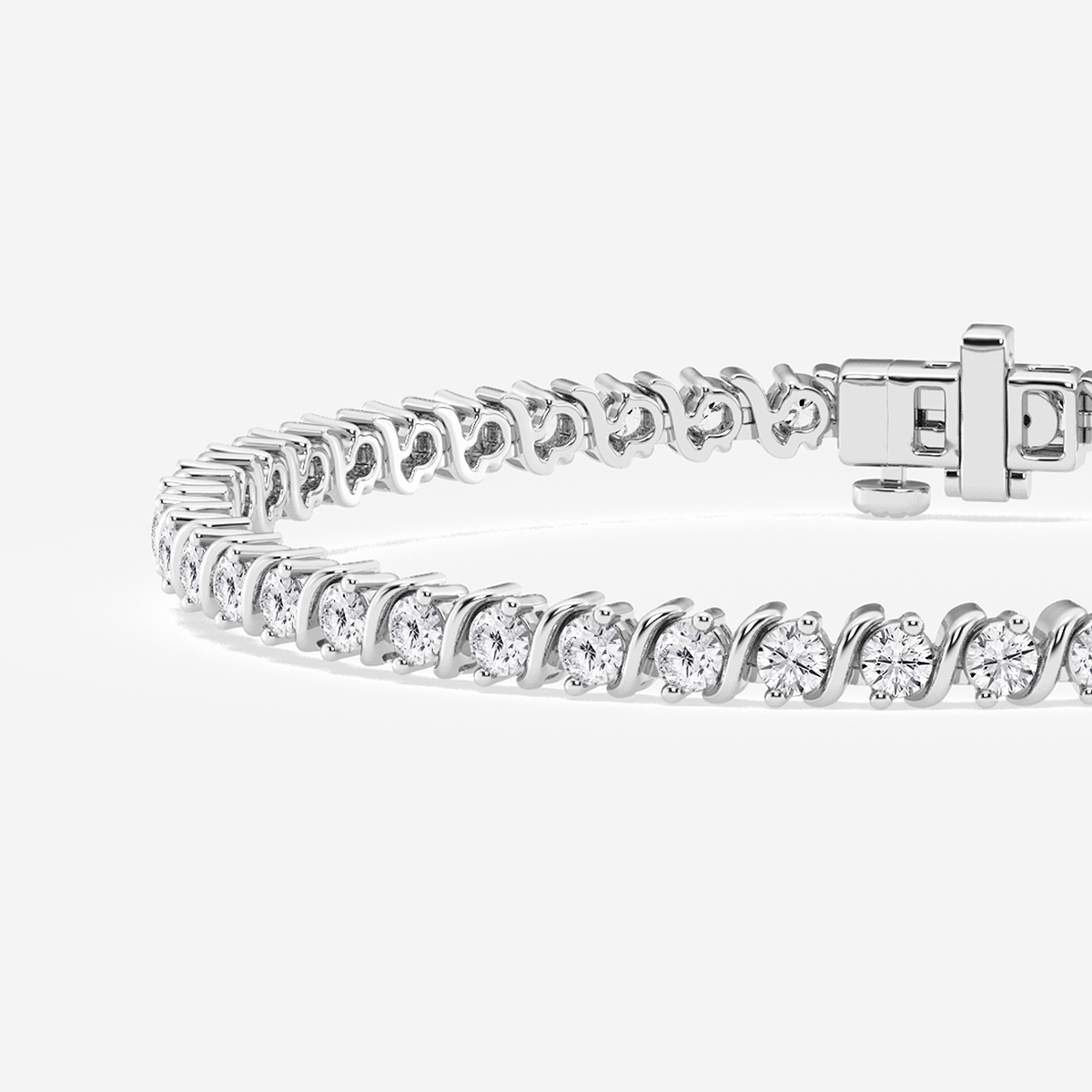 3 ctw Round Lab Grown Diamond S Tennis Bracelet - 7.5 Inches 14K White Gold, DE, VS1