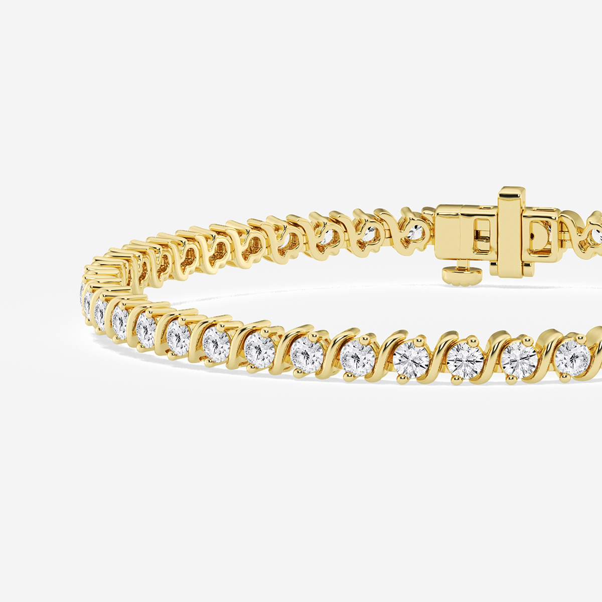 ctw Round Lab Grown Diamond S Tennis Bracelet Inches 14K Yellow  Gold, DE, VS1