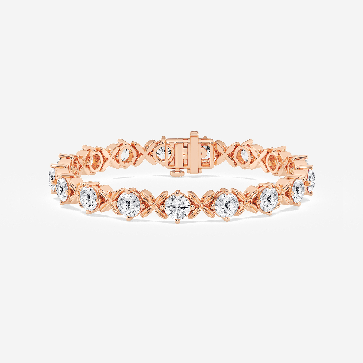 10 ctw Round Lab Grown Diamond Beveled X Tennis Bracelet - 6 Inches
