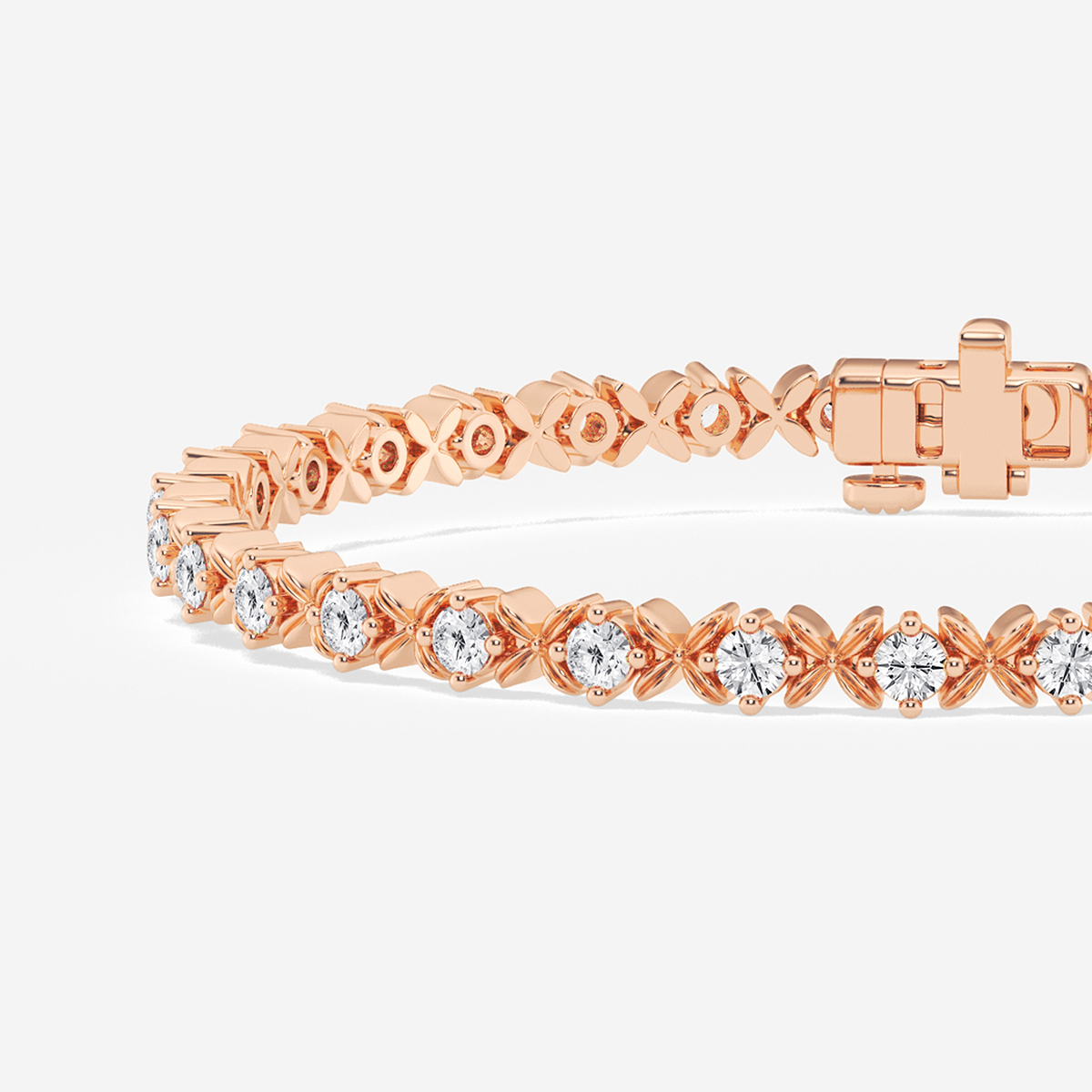 Additional Image 1 for  2 ctw Round Lab Grown Diamond Beveled X Tennis Bracelet - 6.5 Inches