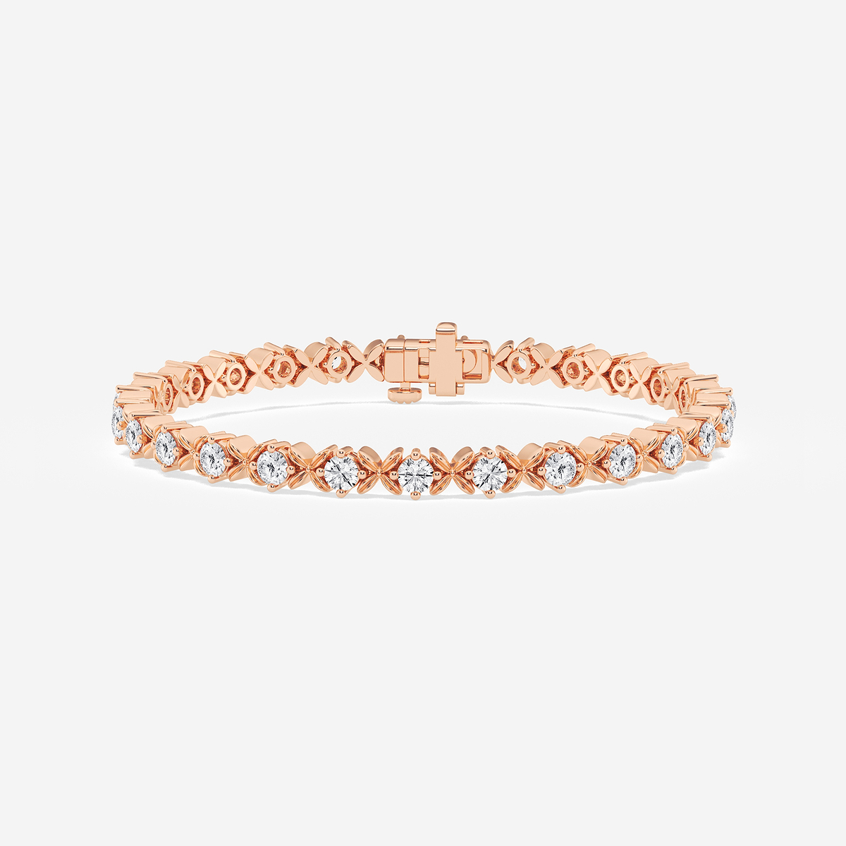 3 ctw Round Lab Grown Diamond Beveled X Tennis Bracelet - 6 Inches