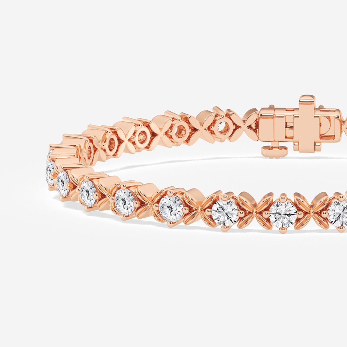 Additional Image 1 for  3 ctw Round Lab Grown Diamond Beveled X Tennis Bracelet - 6 Inches