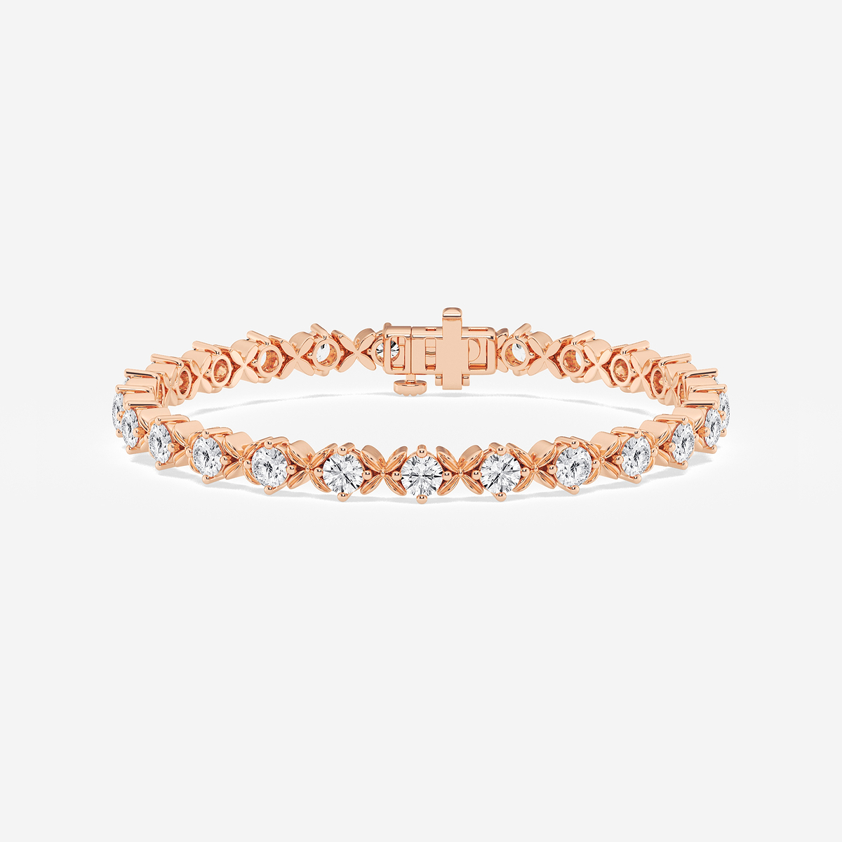 5 ctw Round Lab Grown Diamond Beveled X Tennis Bracelet - 6.5 Inches
