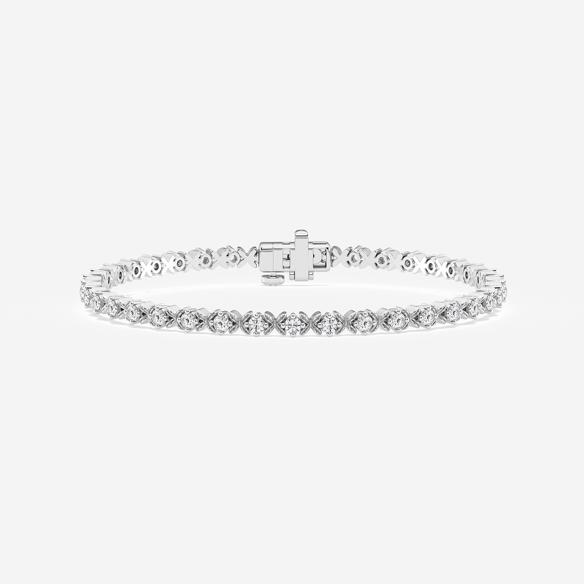 1 ctw Round Lab Grown Diamond Beveled X Tennis Bracelet - 6 Inches