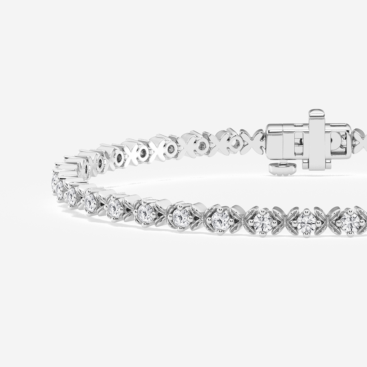 Additional Image 1 for  1 ctw Round Lab Grown Diamond Beveled X Tennis Bracelet - 6 Inches