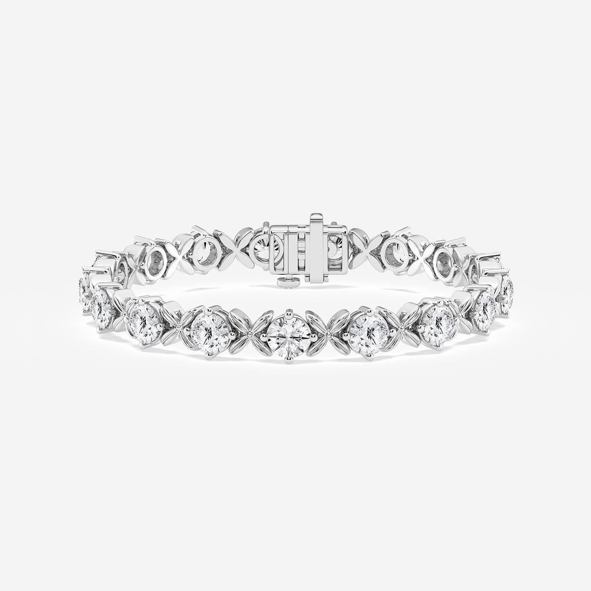 10 ctw Round Lab Grown Diamond Beveled X Tennis Bracelet - 6.5 Inches