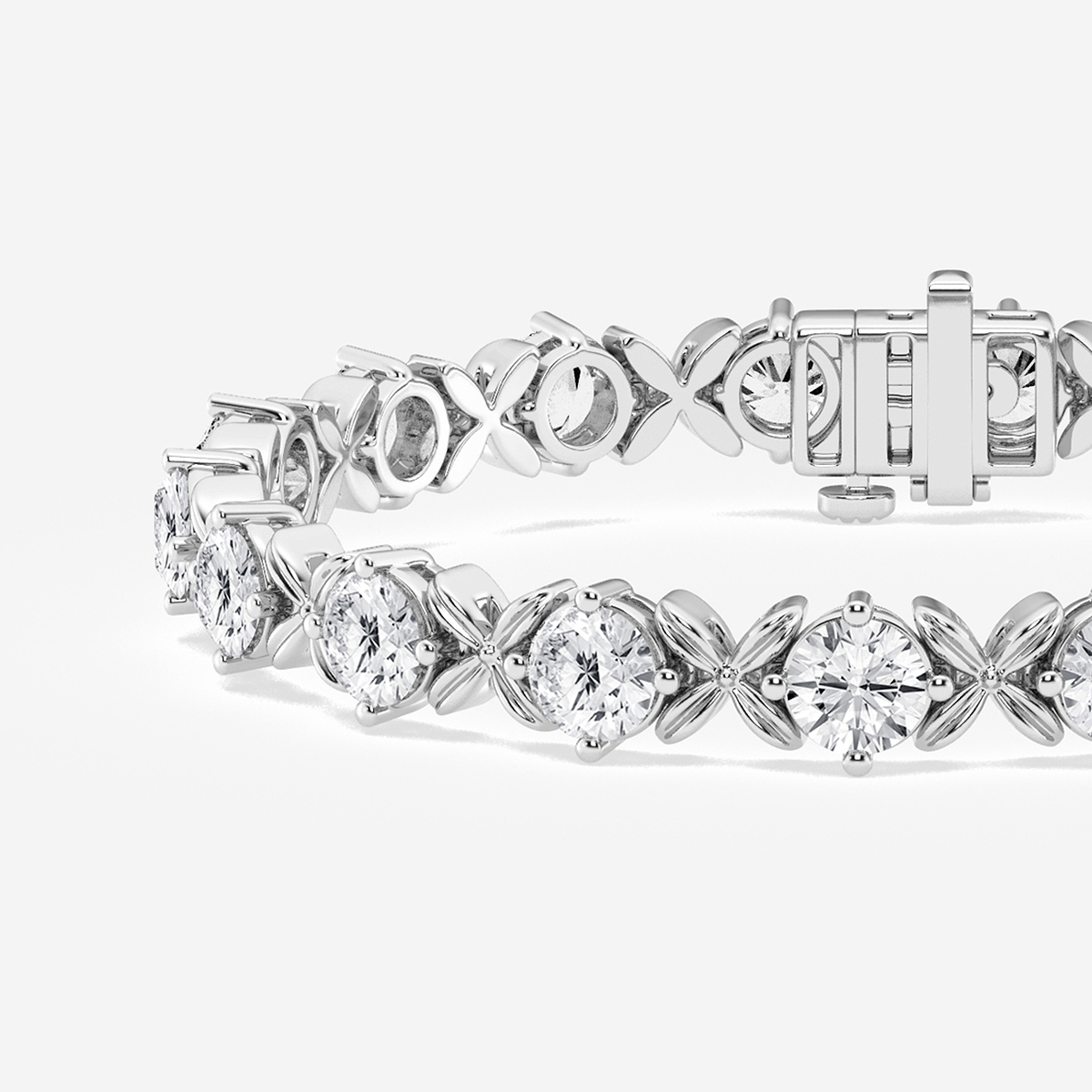 Additional Image 1 for  10 ctw Round Lab Grown Diamond Beveled X Tennis Bracelet - 6.5 Inches