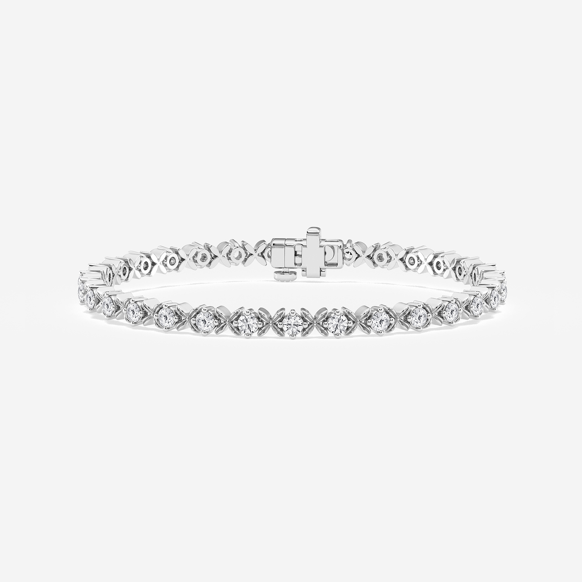 2 ctw Round Lab Grown Diamond Beveled X Tennis Bracelet - 8 Inches