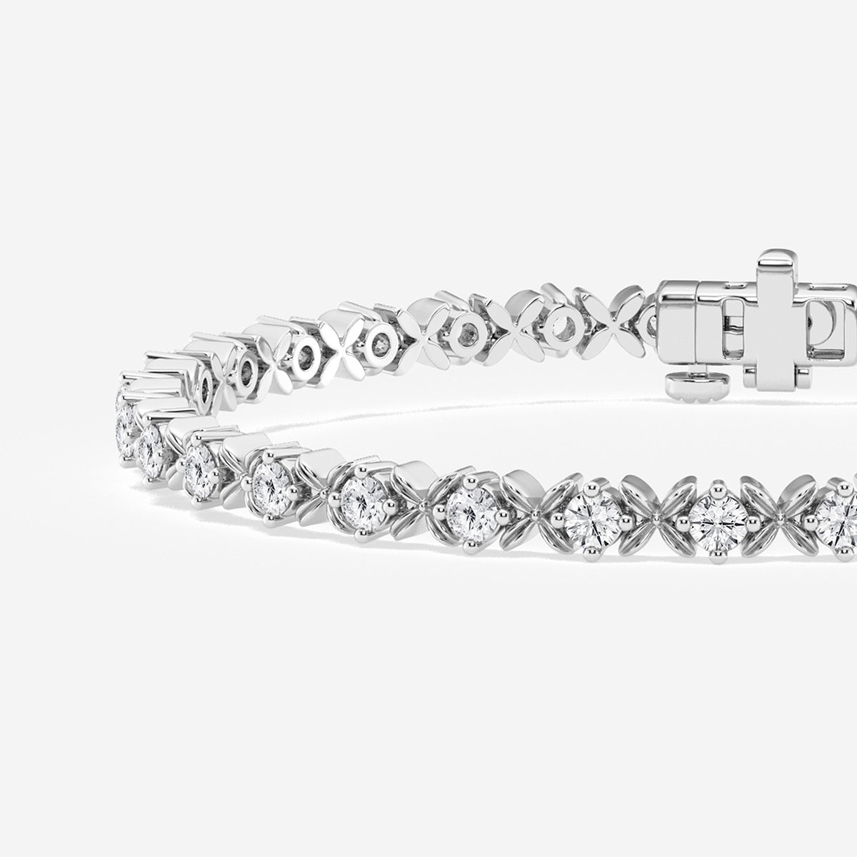 Additional Image 1 for  2 ctw Round Lab Grown Diamond Beveled X Tennis Bracelet - 8 Inches