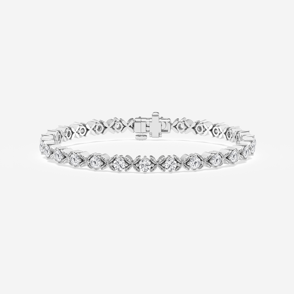 3 ctw Round Lab Grown Diamond Beveled X Tennis Bracelet - 8 Inches