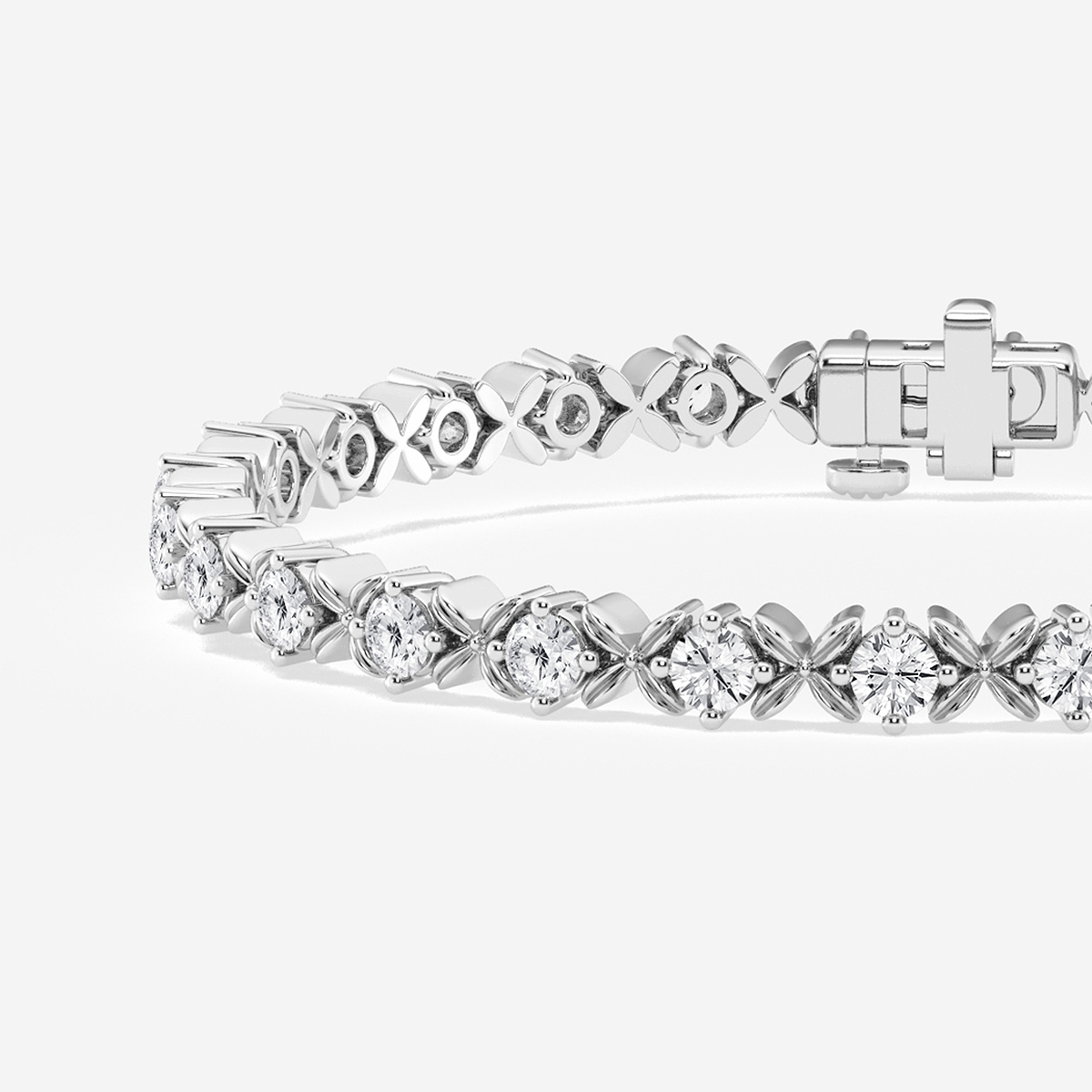 Additional Image 1 for  3 ctw Round Lab Grown Diamond Beveled X Tennis Bracelet - 8 Inches