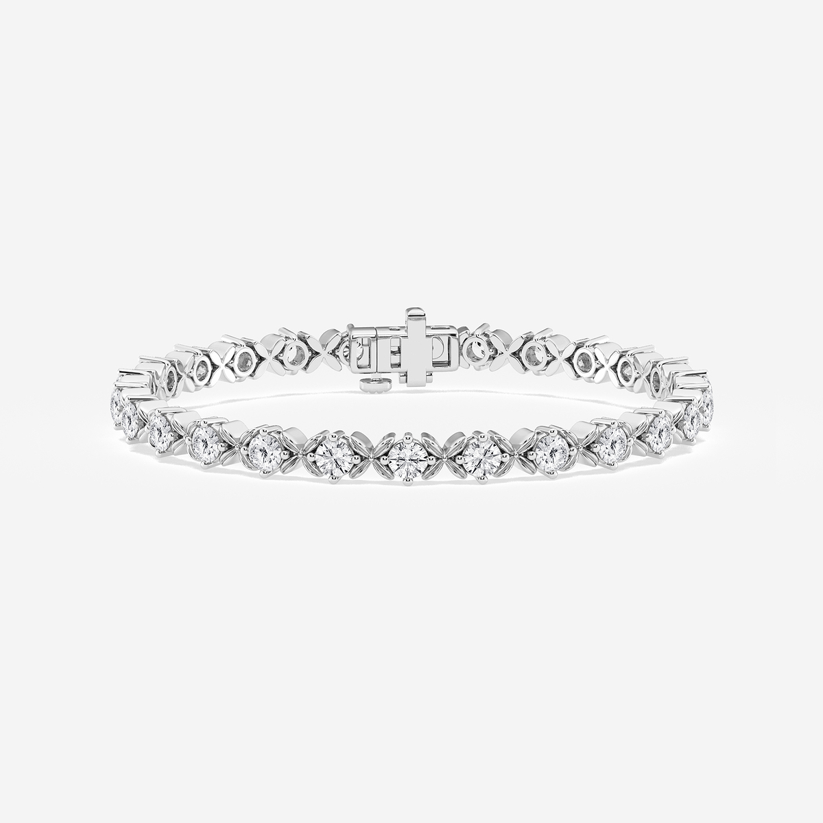 4 ctw Round Lab Grown Diamond Beveled X Tennis Bracelet - 8 Inches