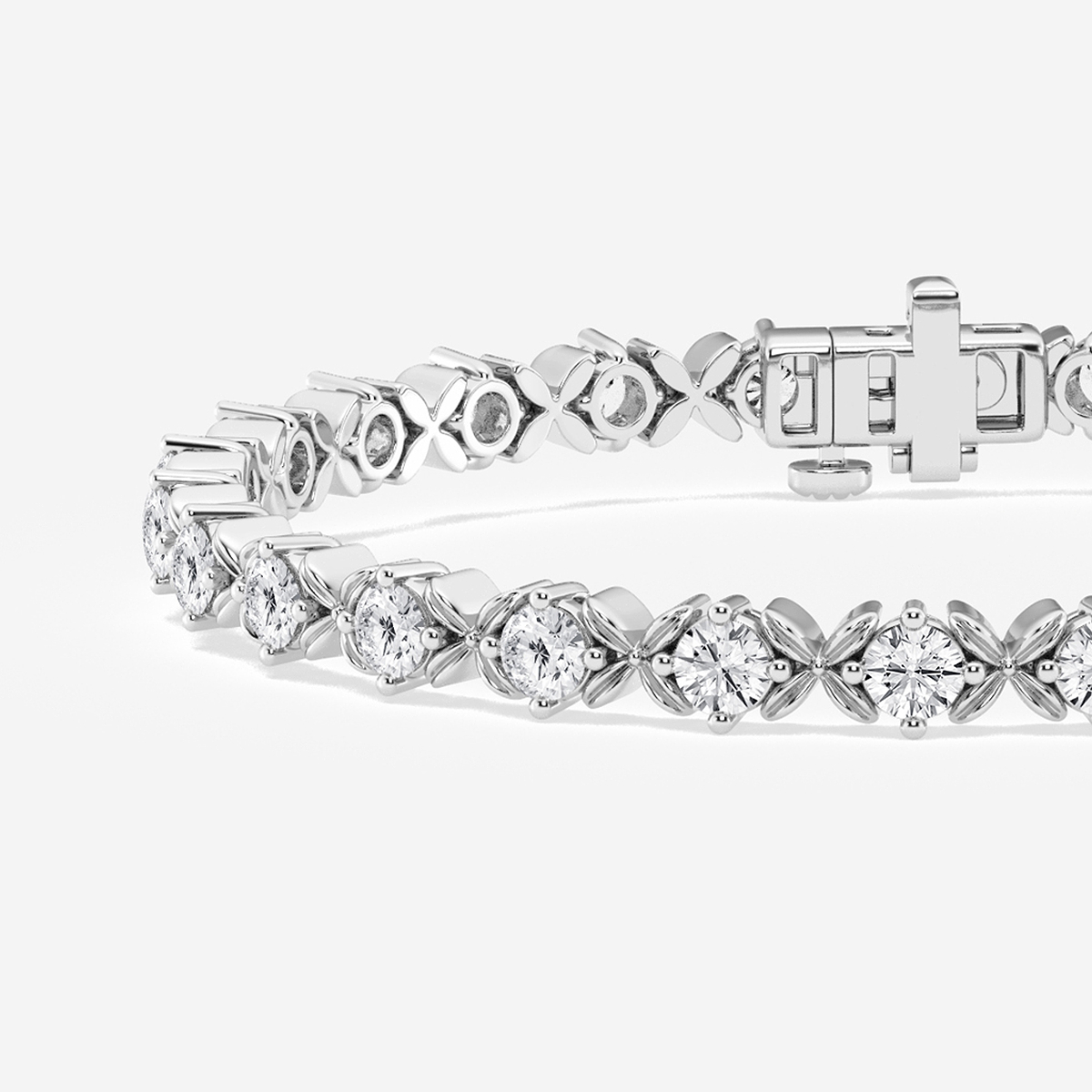 Additional Image 1 for  4 ctw Round Lab Grown Diamond Beveled X Tennis Bracelet - 8 Inches