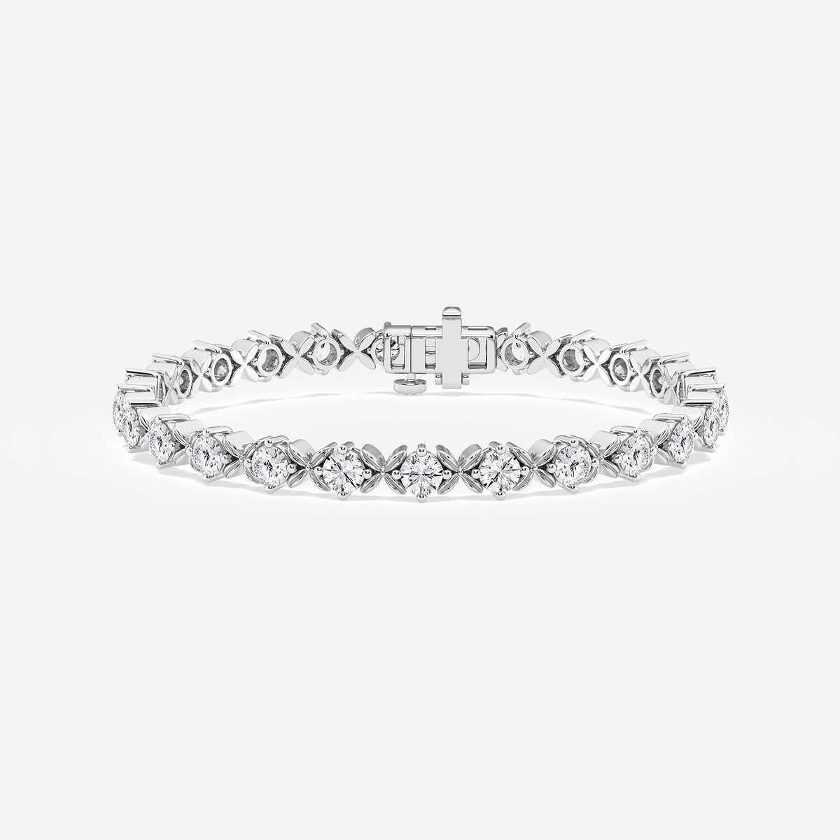5 ctw Round Lab Grown Diamond Beveled X Tennis Bracelet - 6 Inches